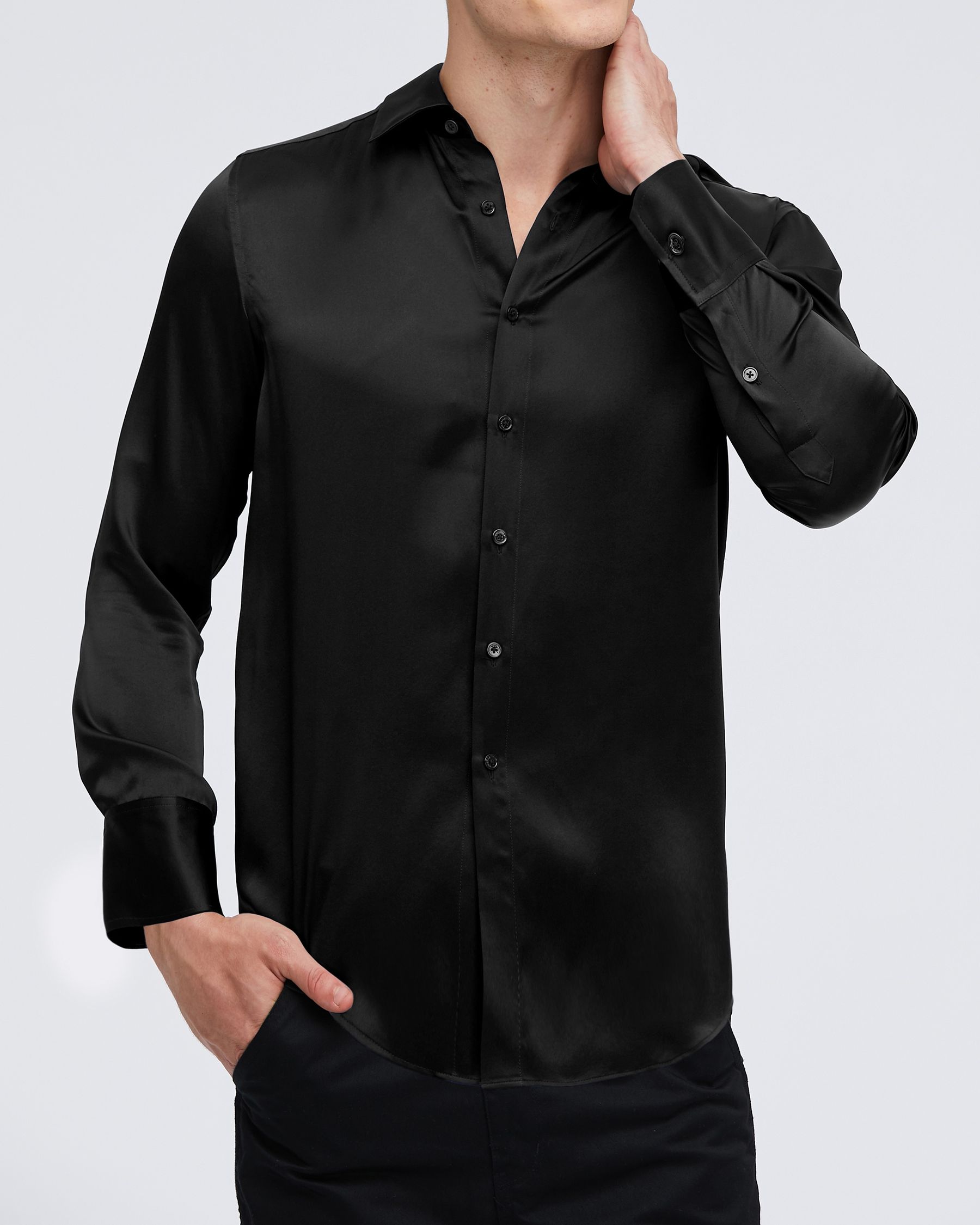 22MM Mulberry Silk Basic Mens Shirt