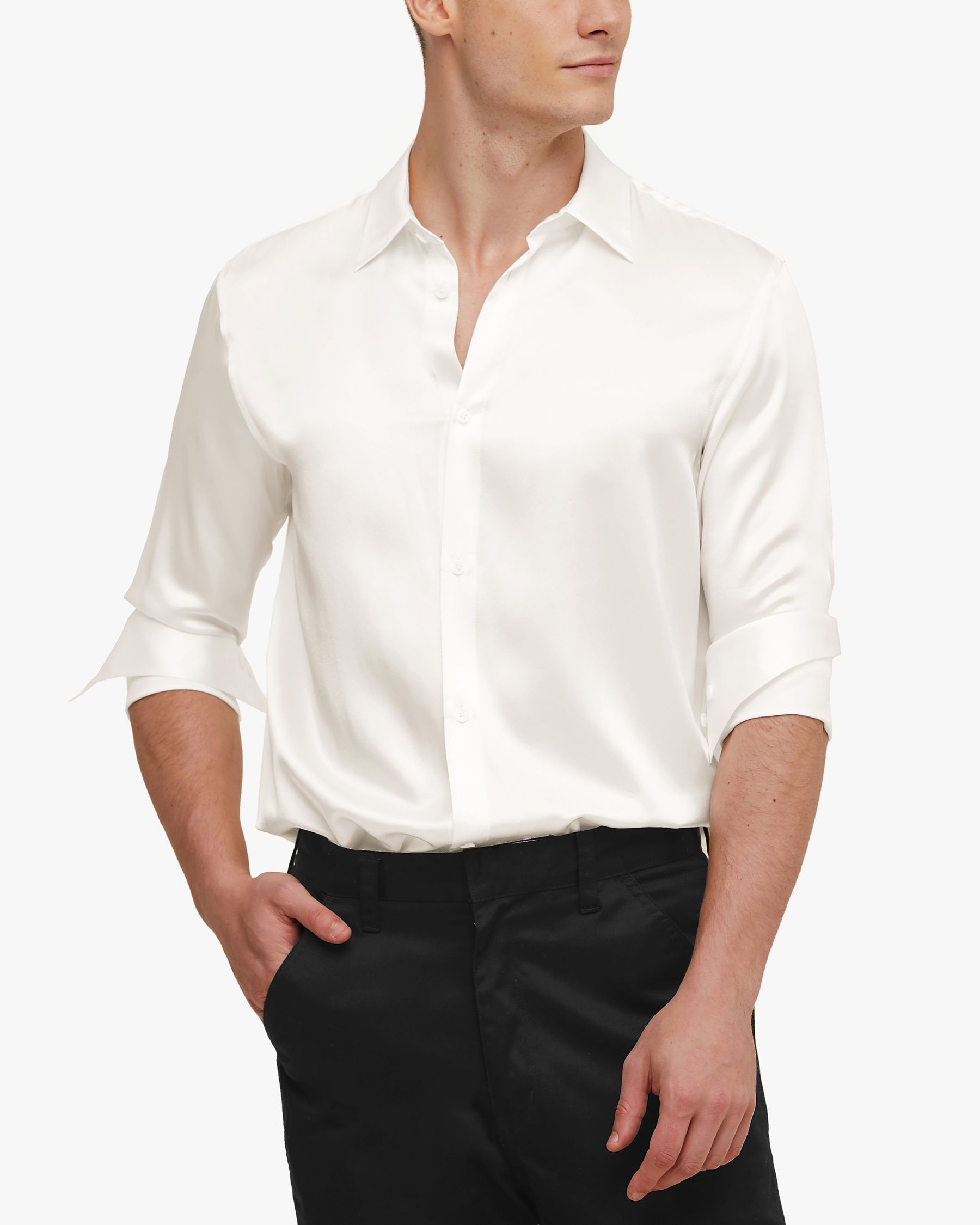 Camisa Básica para Hombre de Seda Morera 22MM