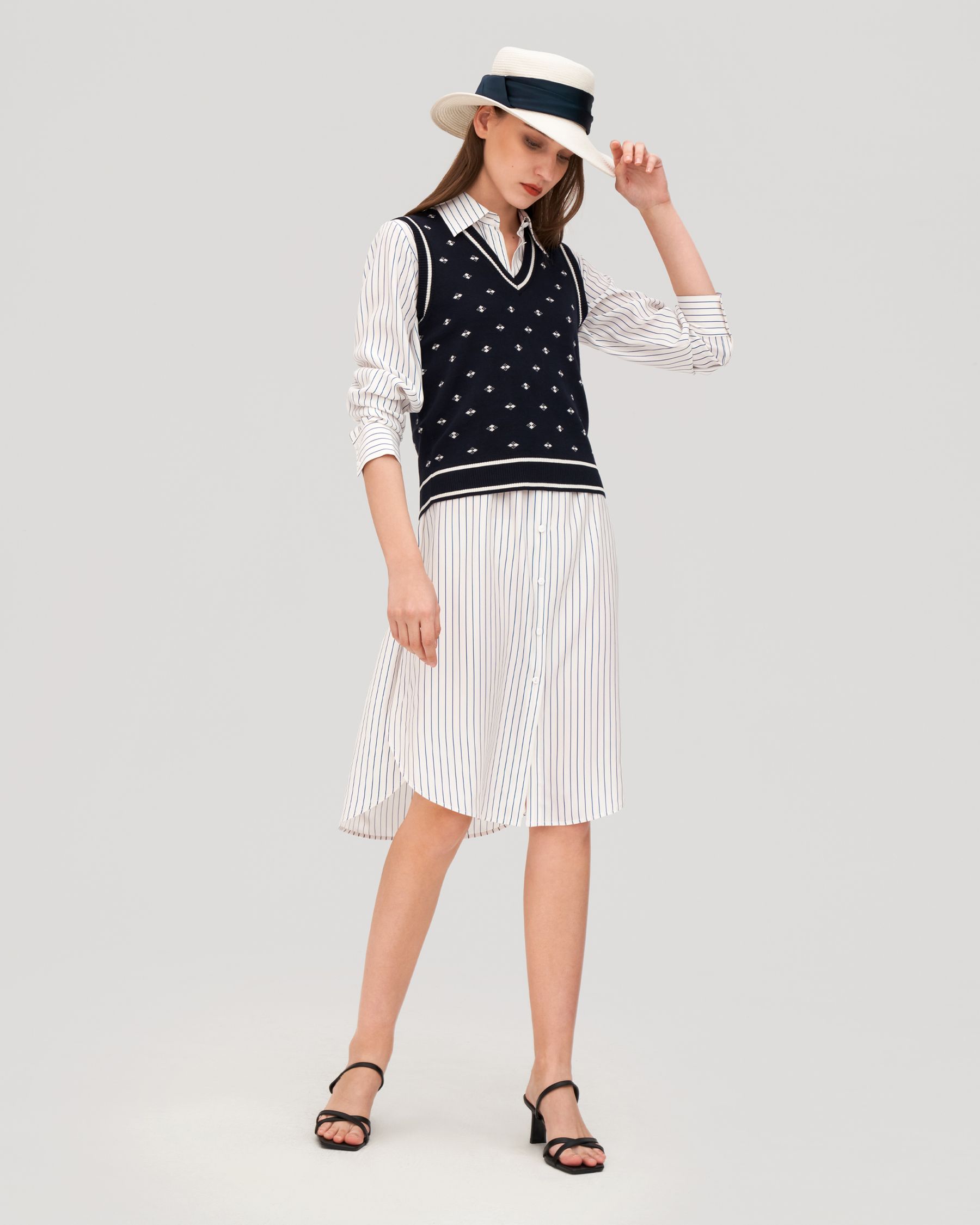 Pinstriped Freesia Shirt Dress