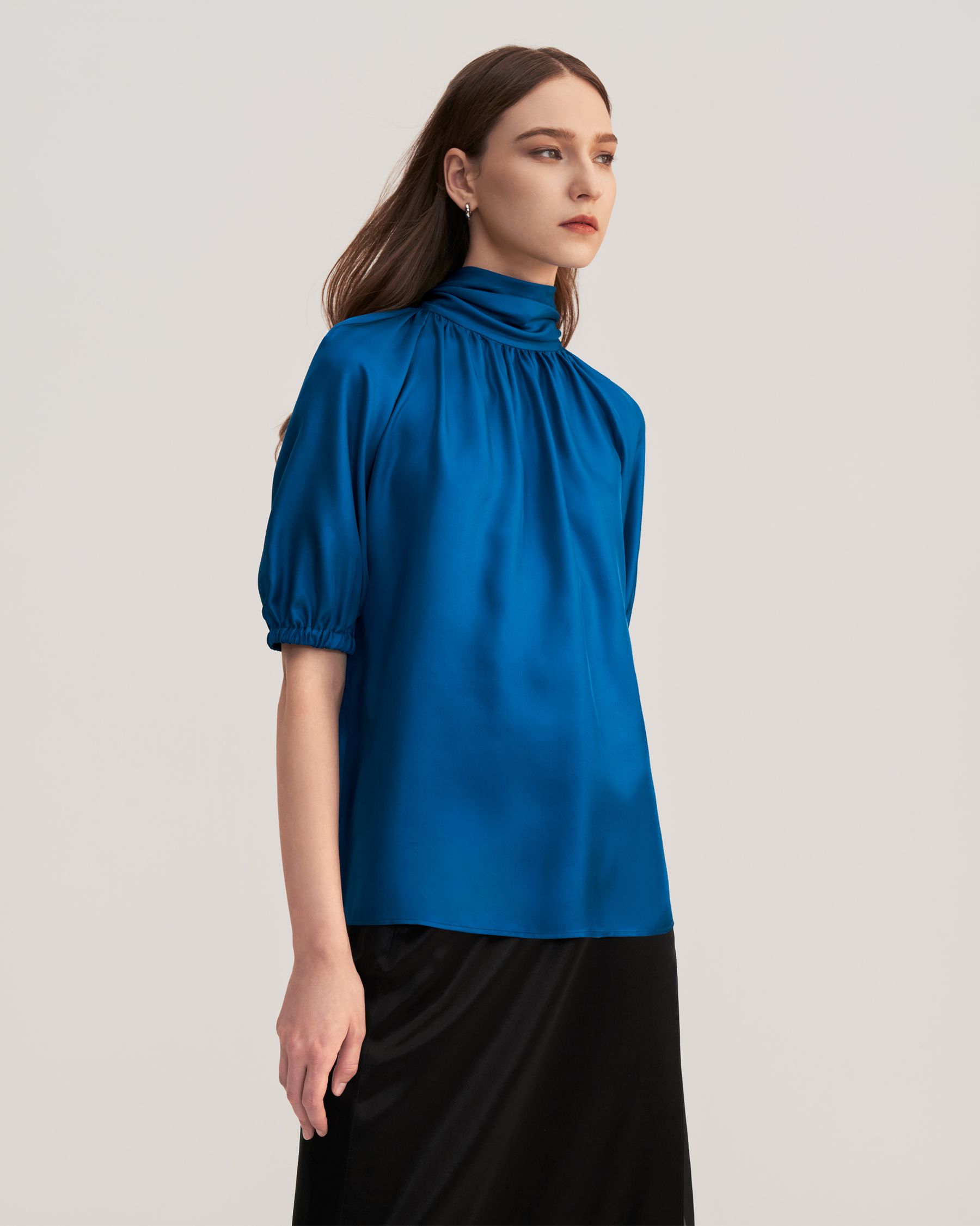 Women Ajuga Silk Twill Blouse Top