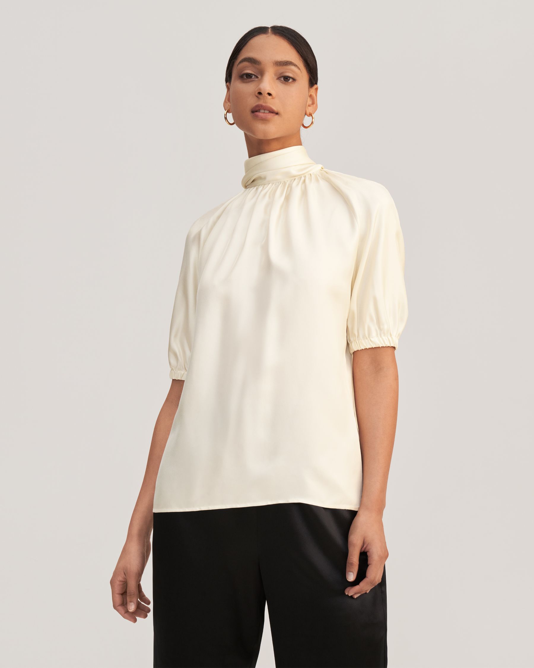 Women Ajuga Silk Twill Blouse Top