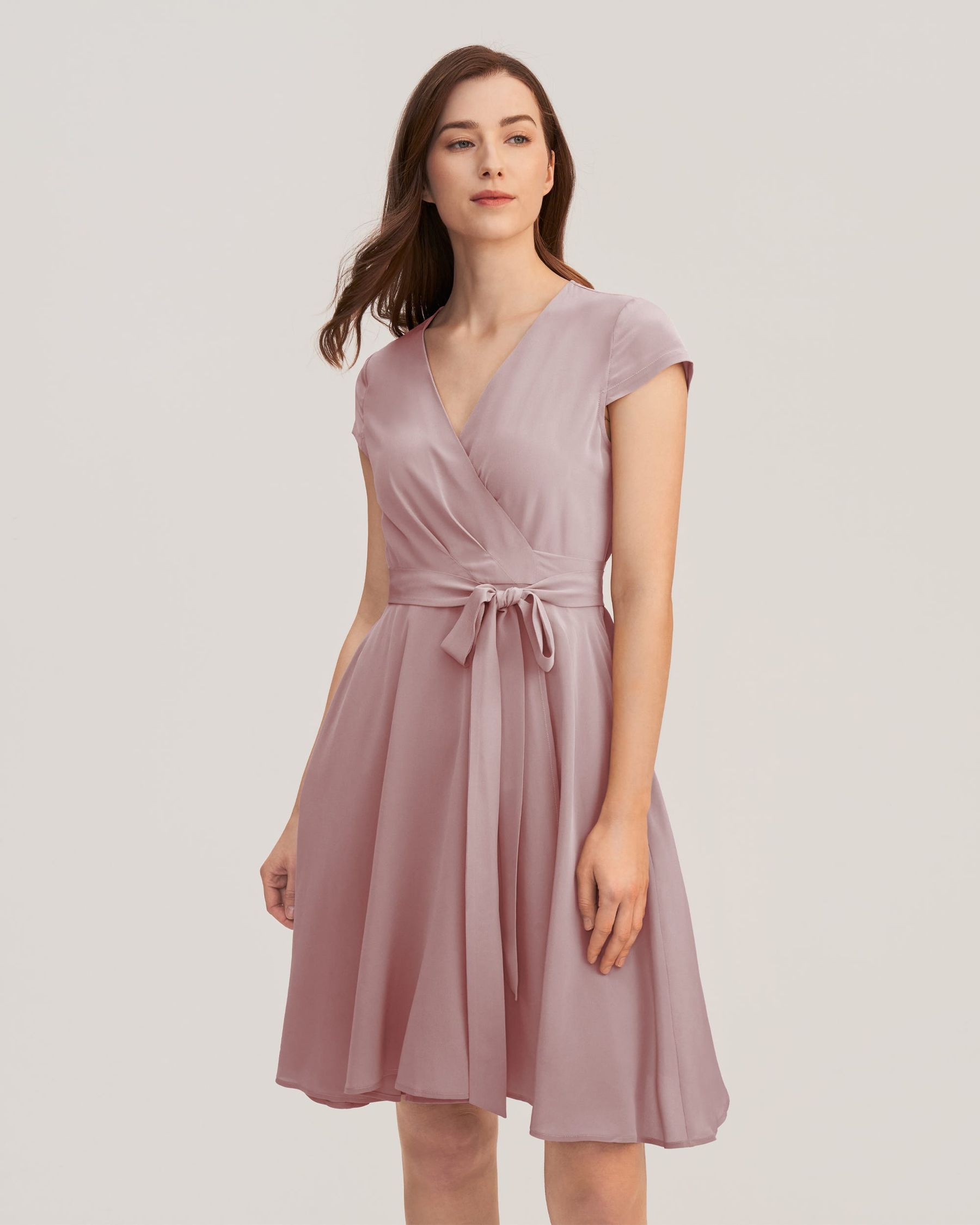 Figure Flattering Silk Wrap Dress