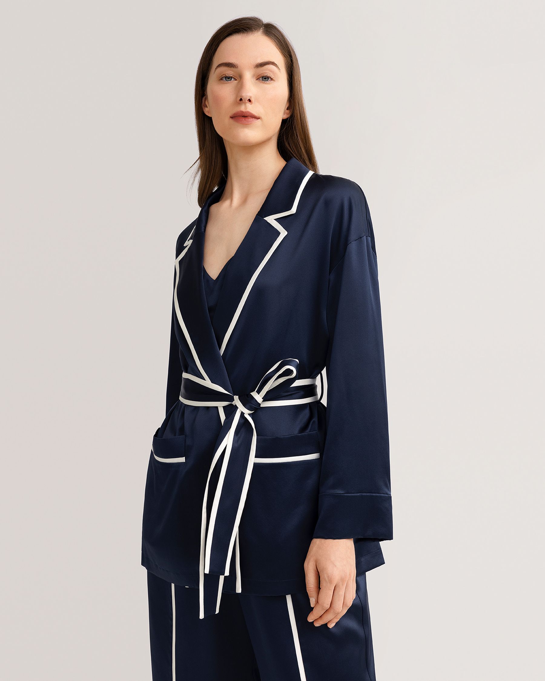 Classic Lapel Collar Silk Robe