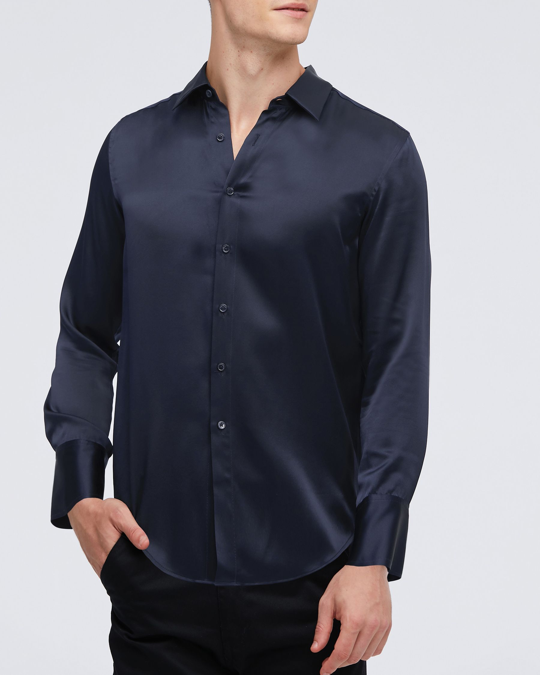 22MM Mulberry Silk Basic Mens Shirt