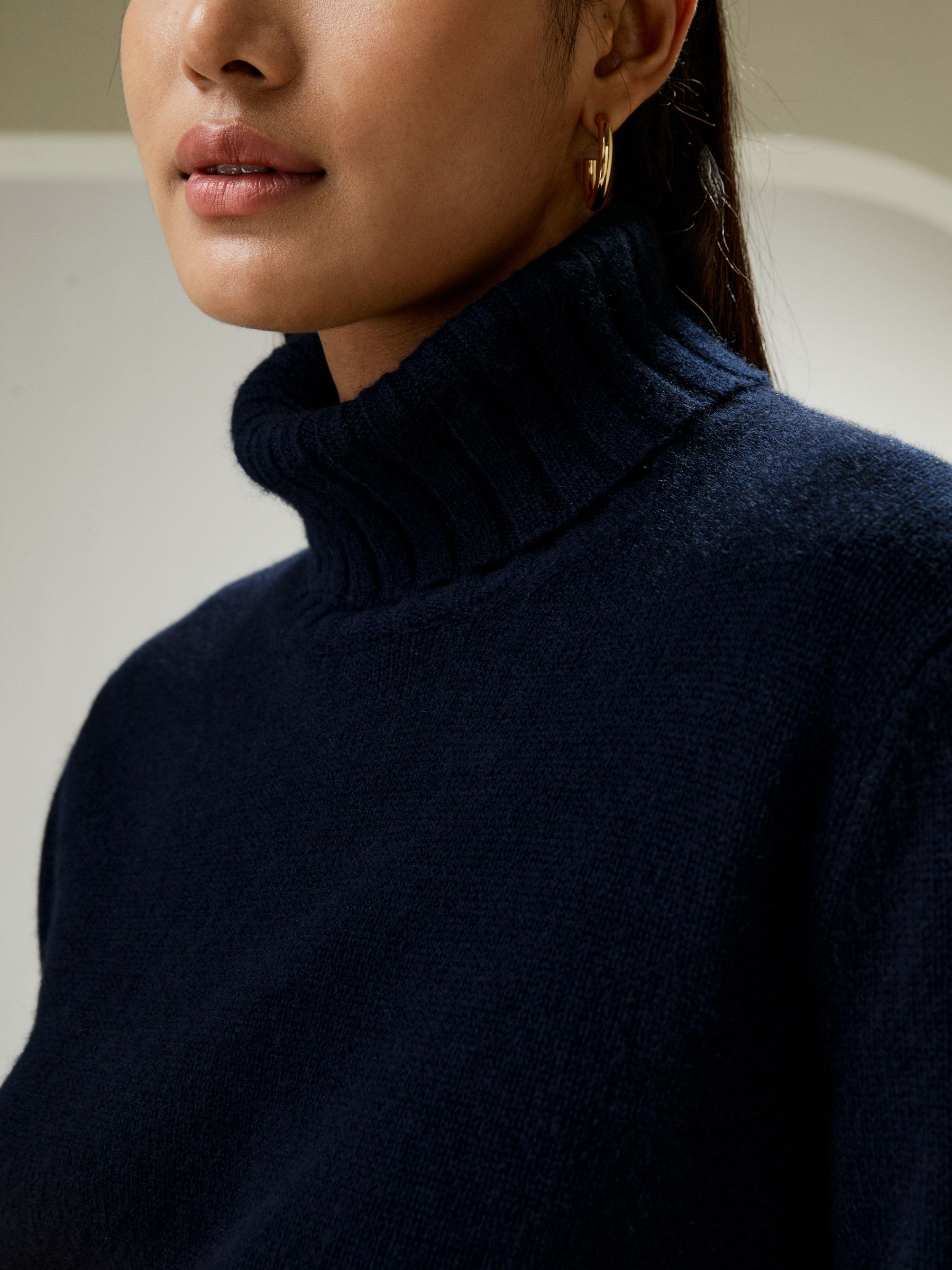 Turtleneck Sweater with Rib Hemline