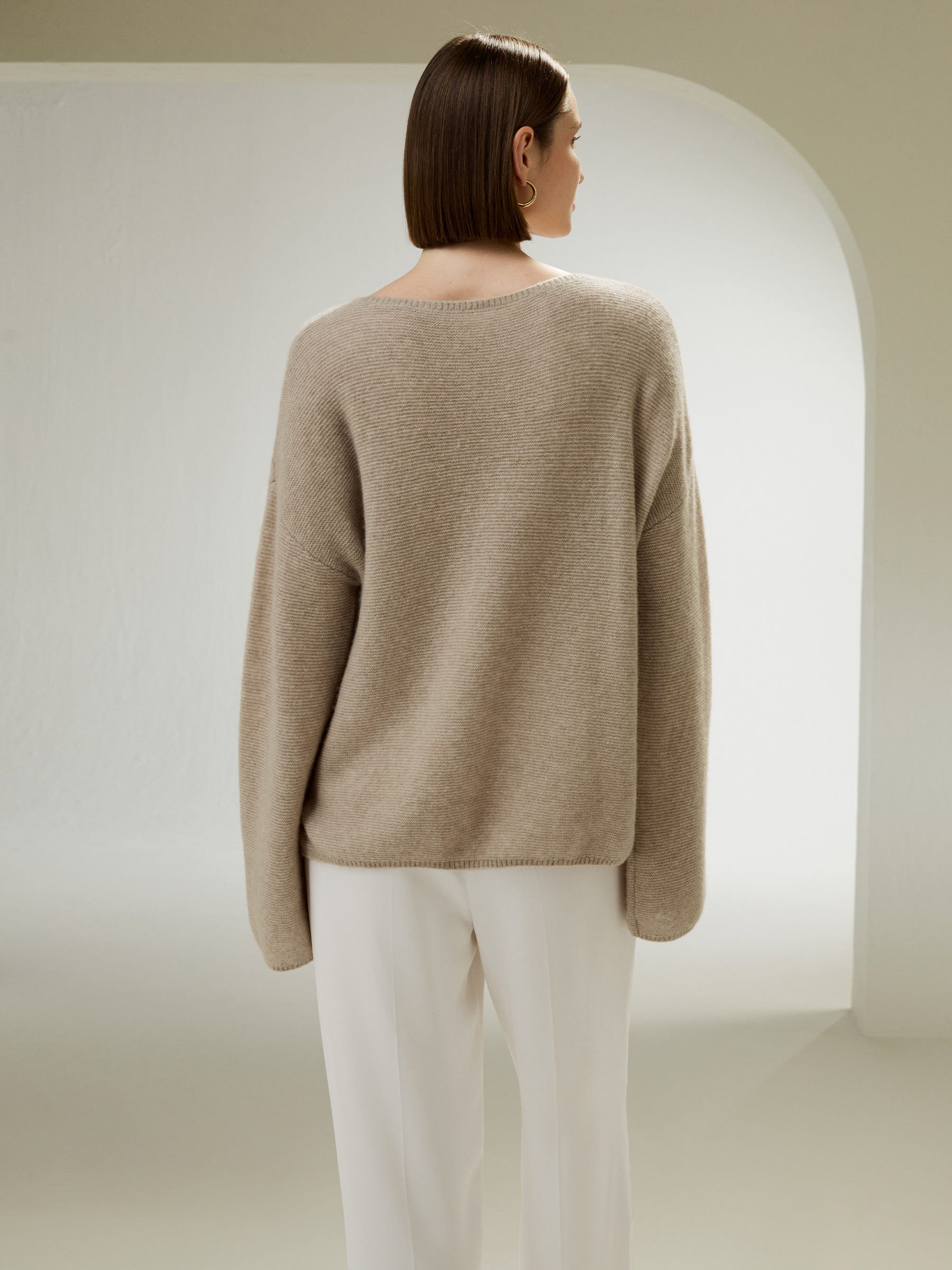 Relaxed Fit Drop-Shoulder Silk Cashmere Blend Sweatshirt