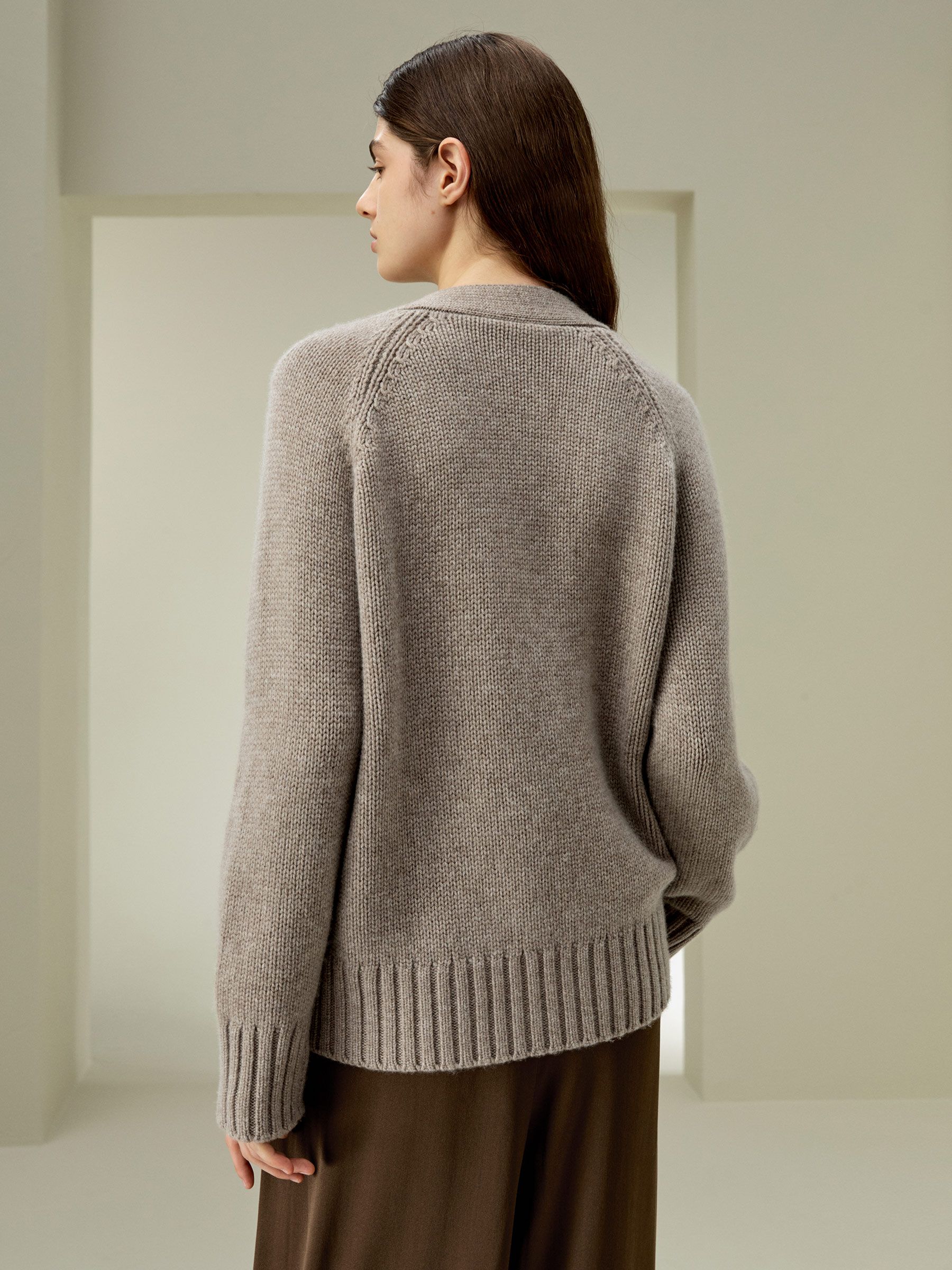 Chunky Knit Wool Cashmere Blend Cardigan