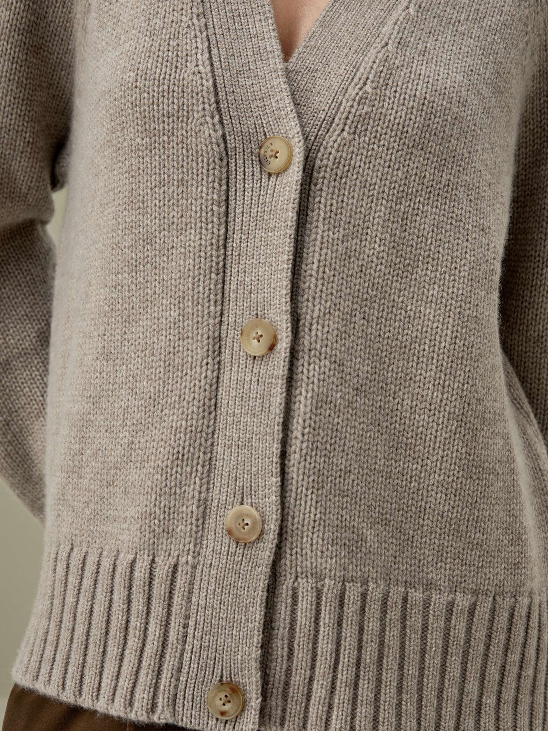 Chunky Knit Wool Cashmere Blend Cardigan