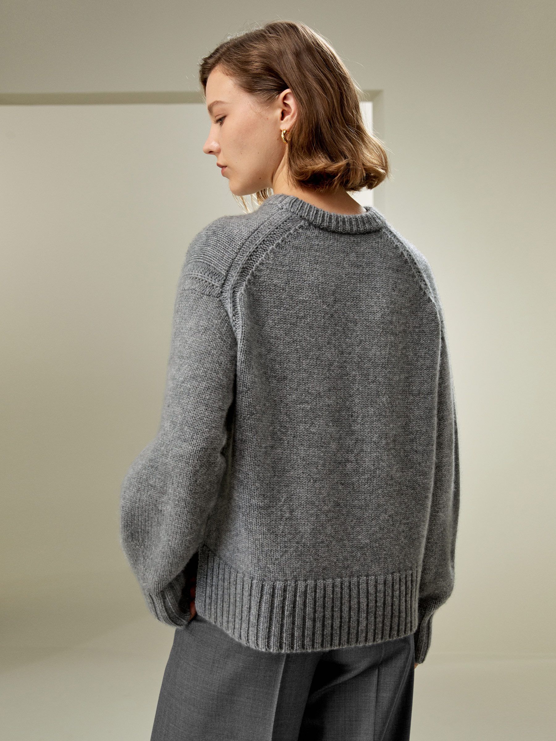 Boxy Rundhals Kaschmir Pullover