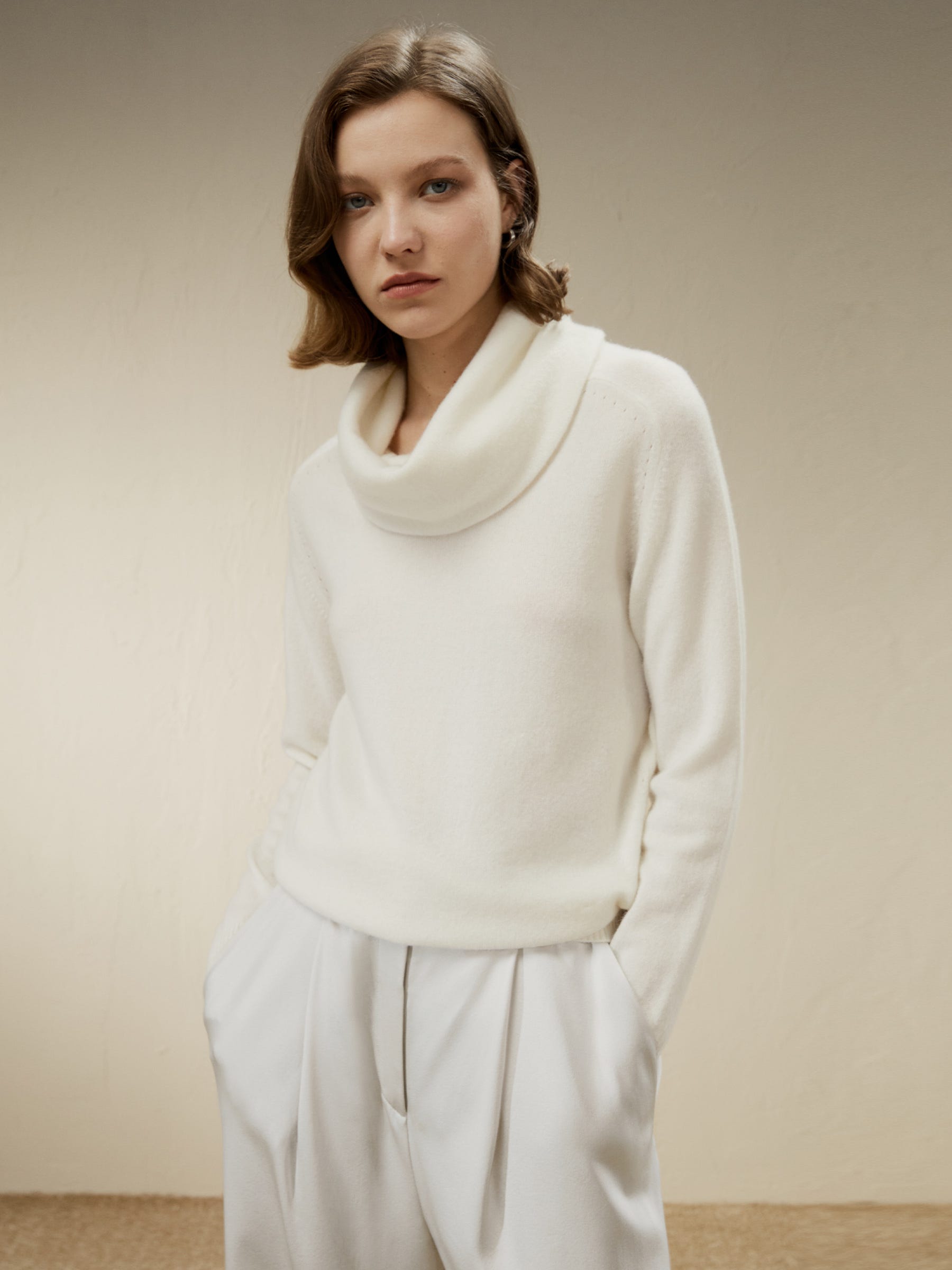 Cashmere Cowl Neck Sweater