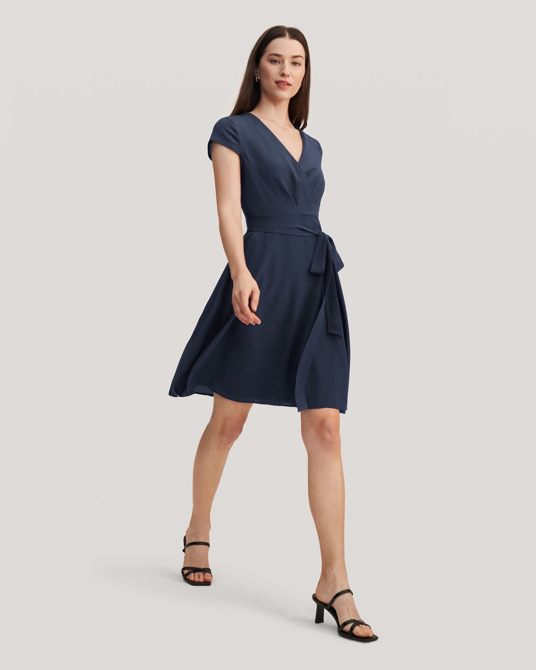 Figure Flattering Silk Wrap Dress