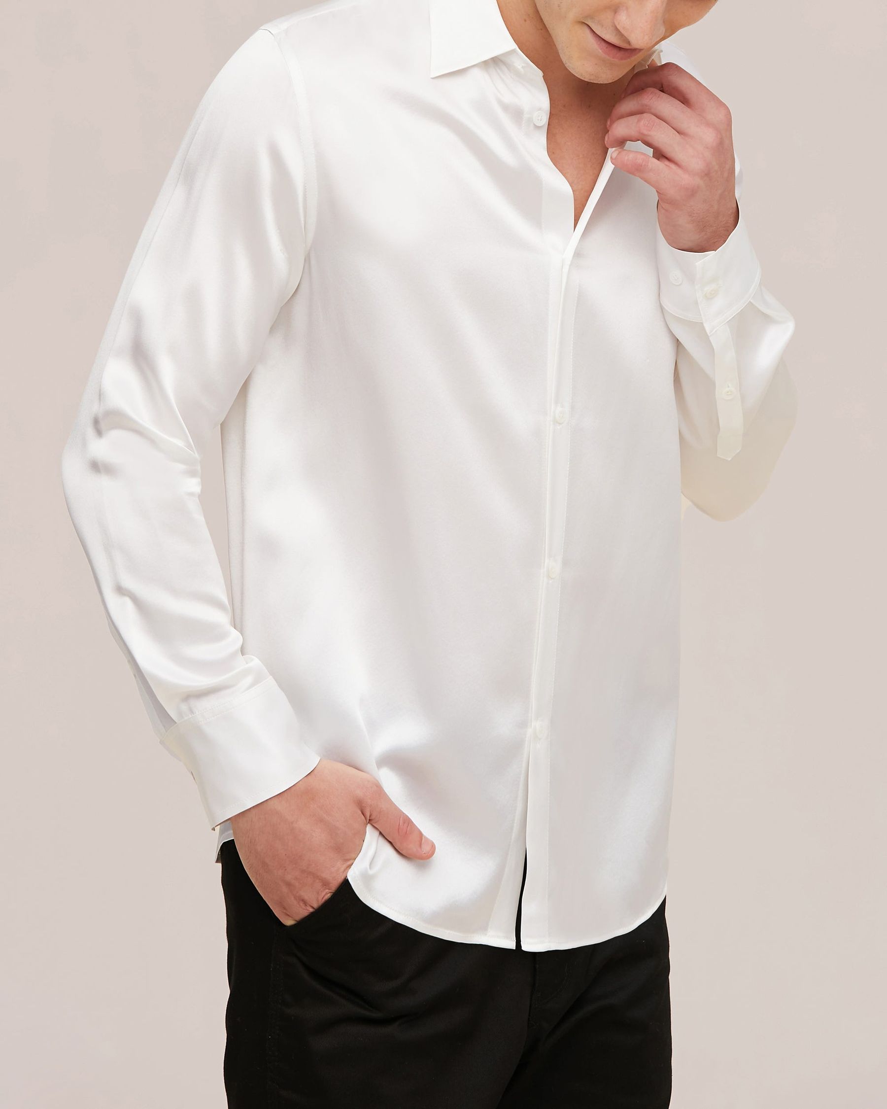 Camisa Básica para Hombre de Seda Morera 22MM