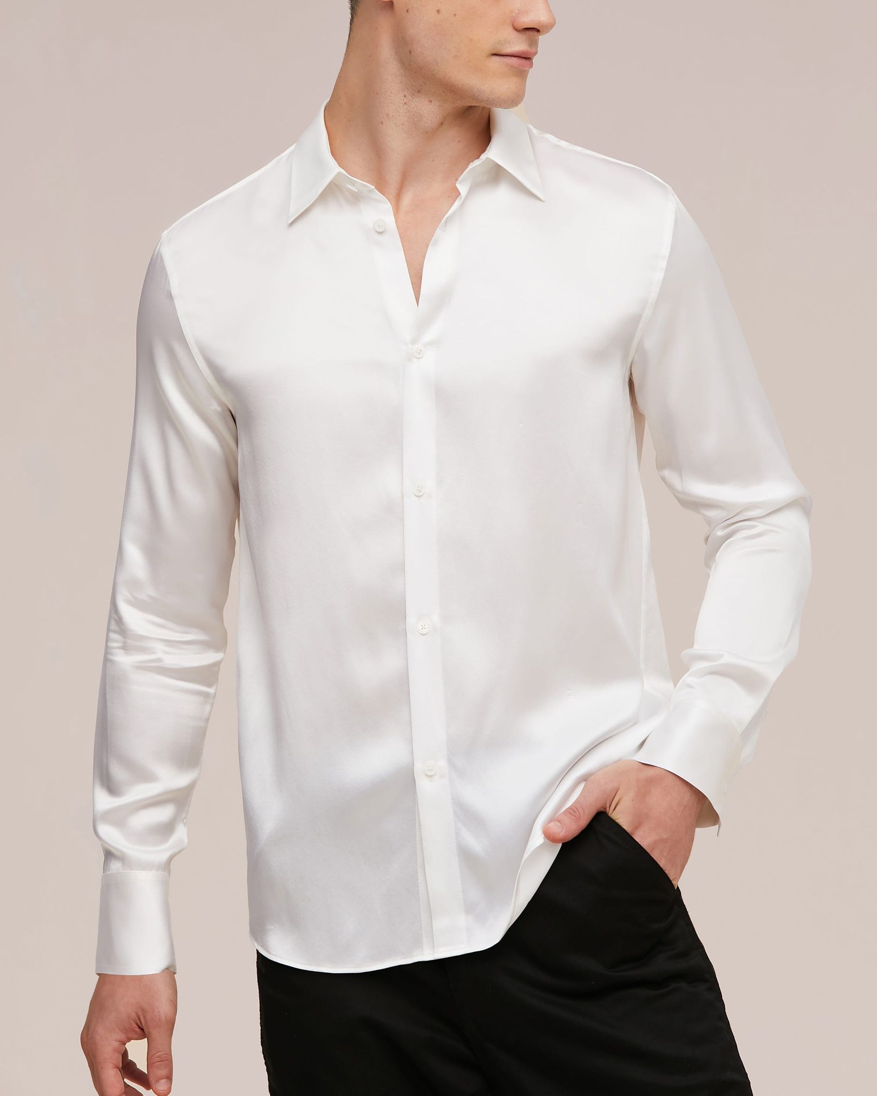 Camisa Básica para Hombre de Seda Morera 22MM