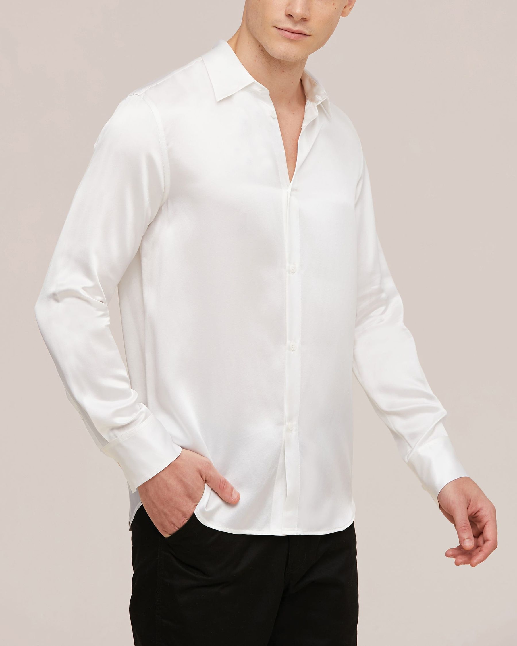 Camisa Básica para Hombre de Seda Morera 22MM