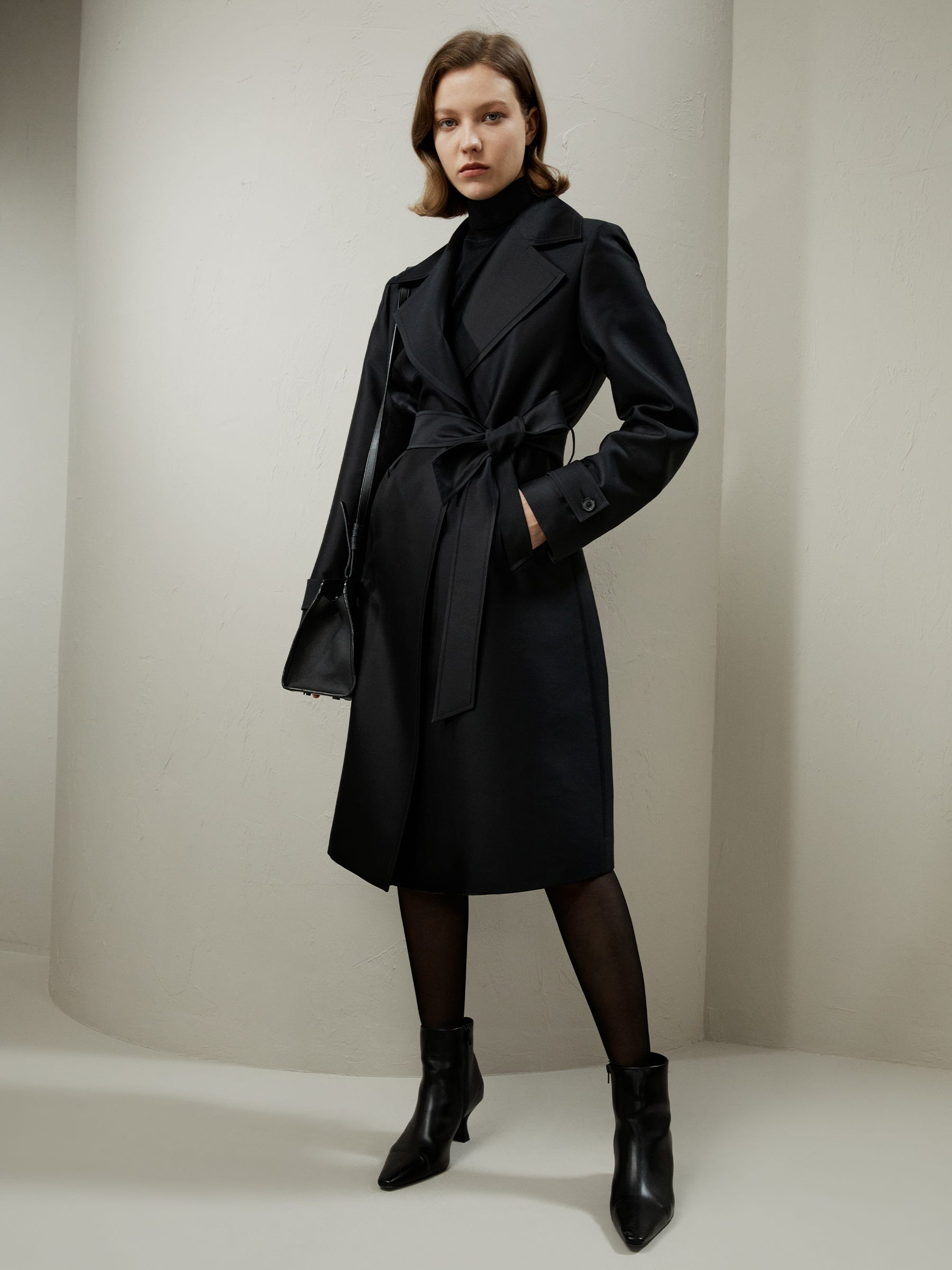 Silk-Wool Mixed Trenchcoat