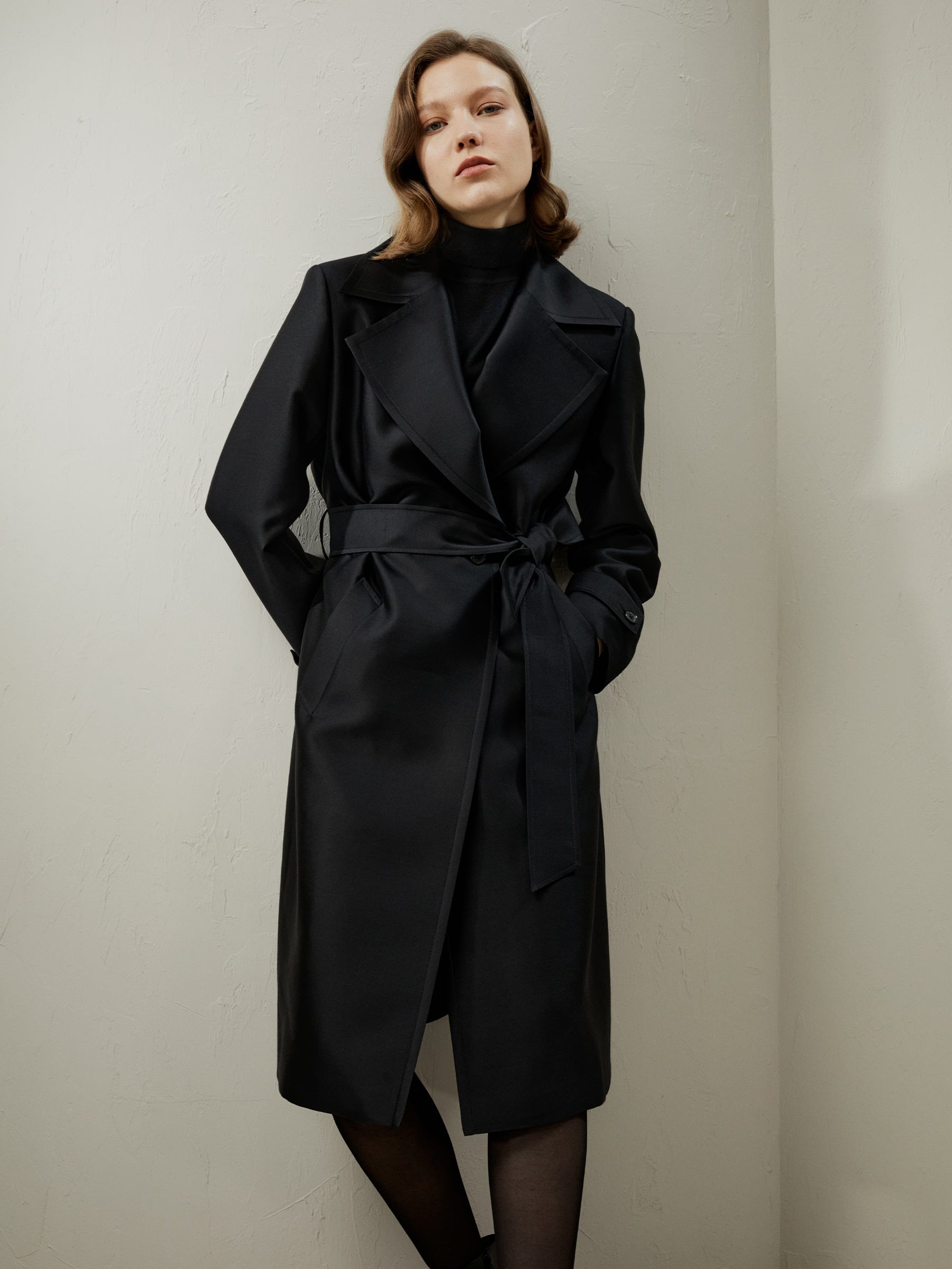 Silke-ull blandad trenchcoat