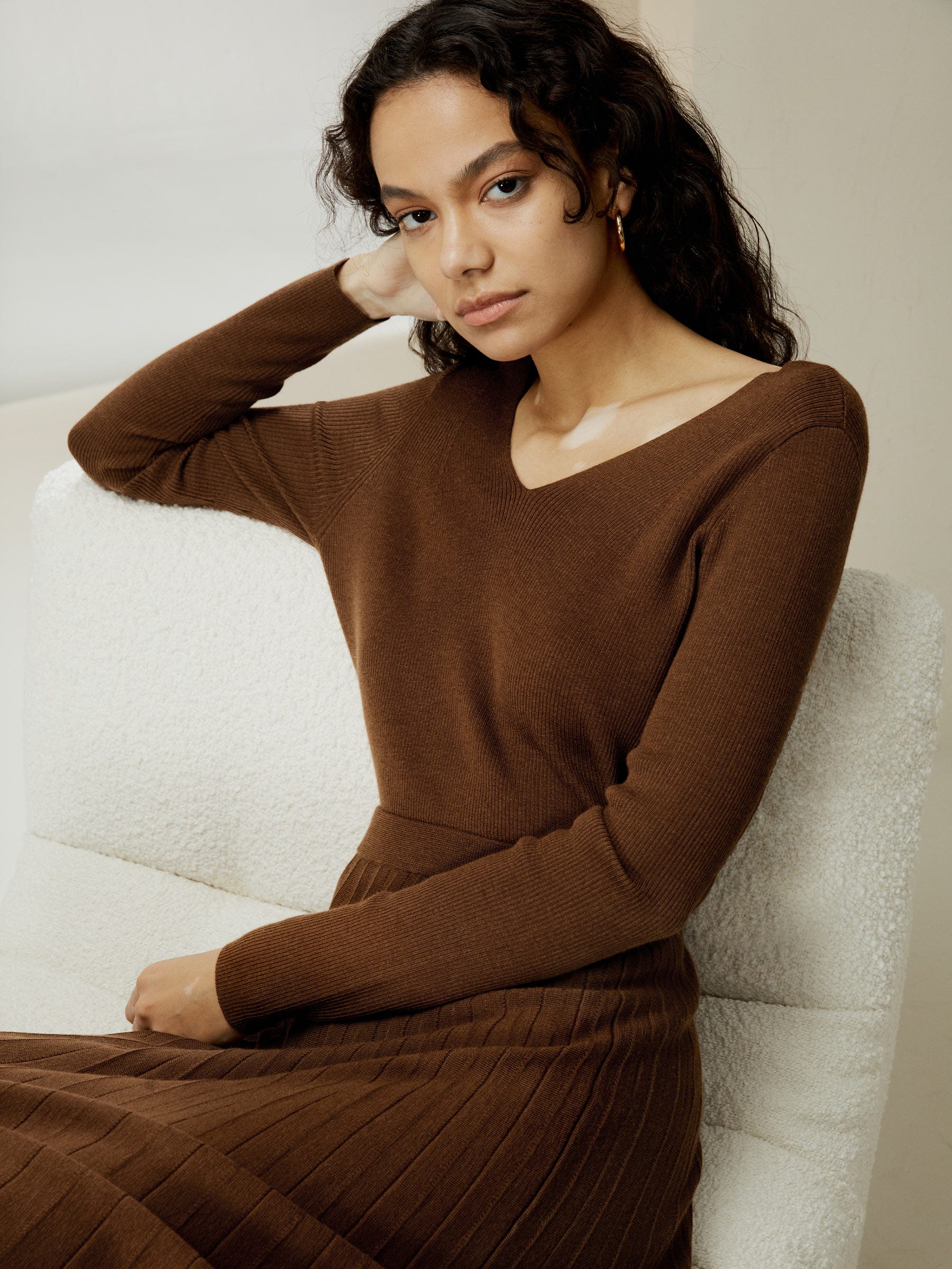 V-neck Ultra-fine Merino Wool Sweater