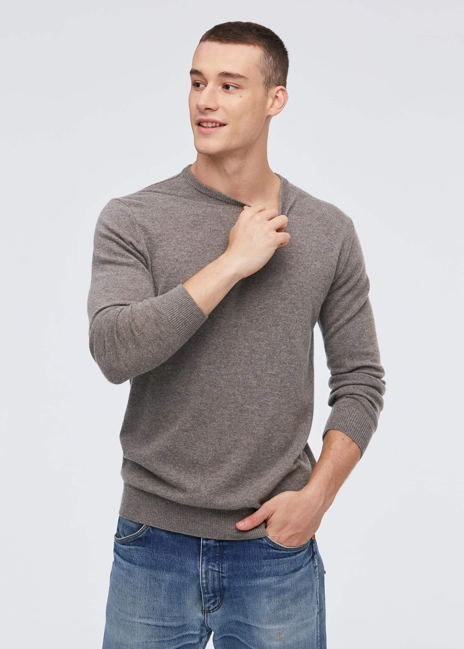 Crew Neck  Classic  Soft   Cashmere Sweater For Men