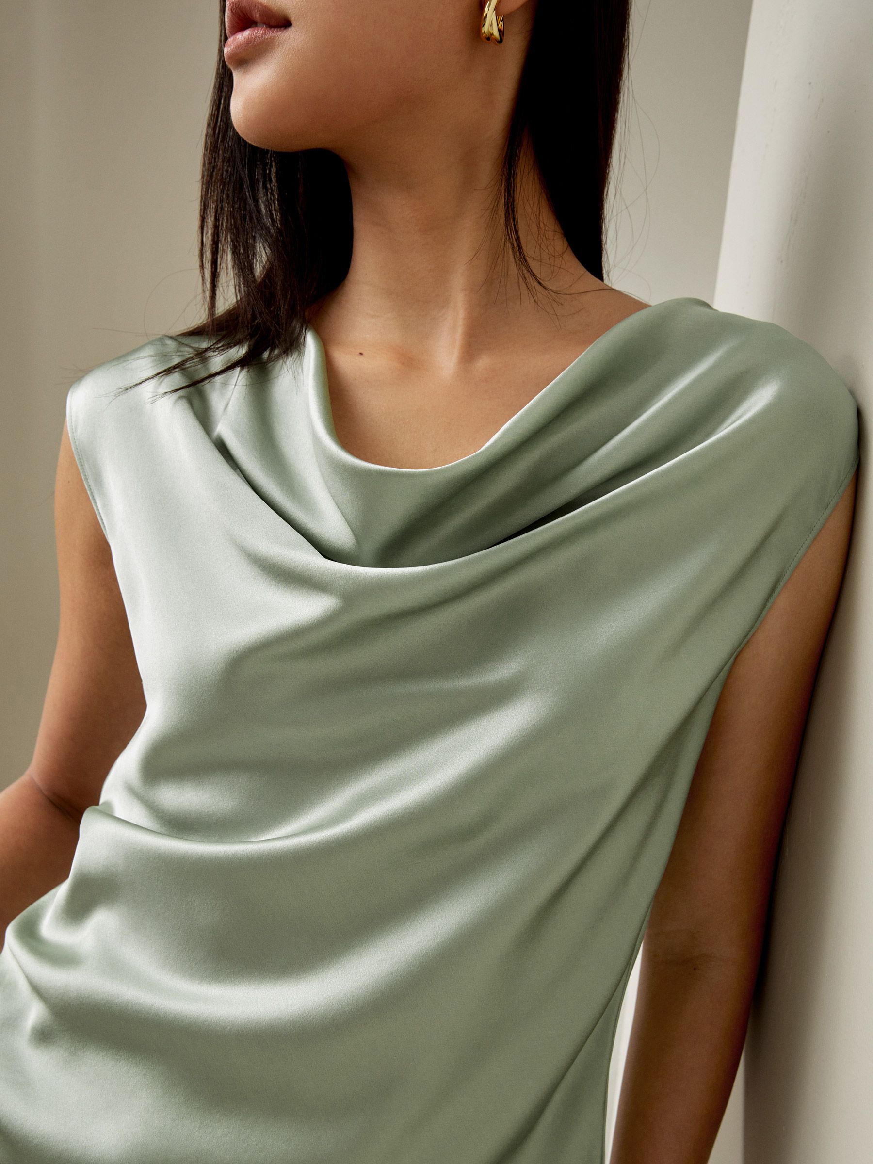 Silk Charmeuse Cowl Neck Top