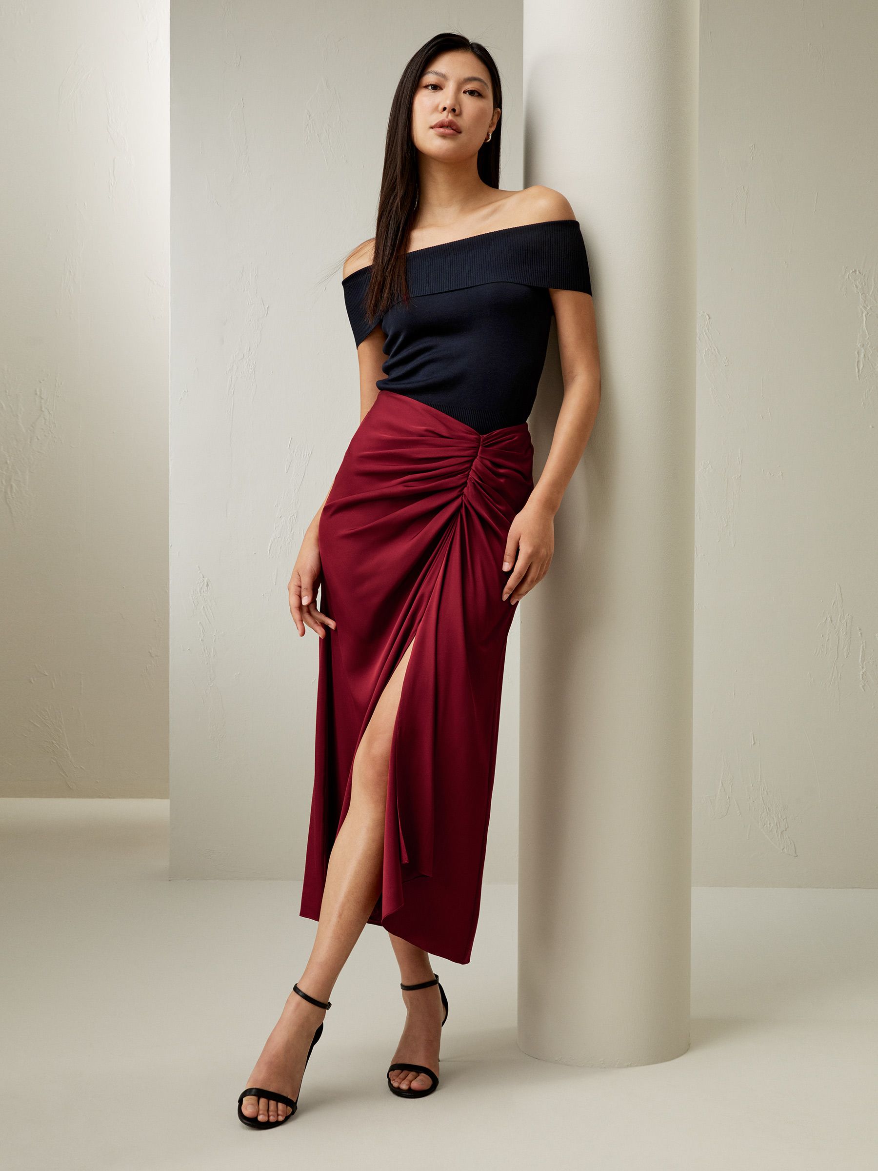 Coastline Silk Midi Skirt