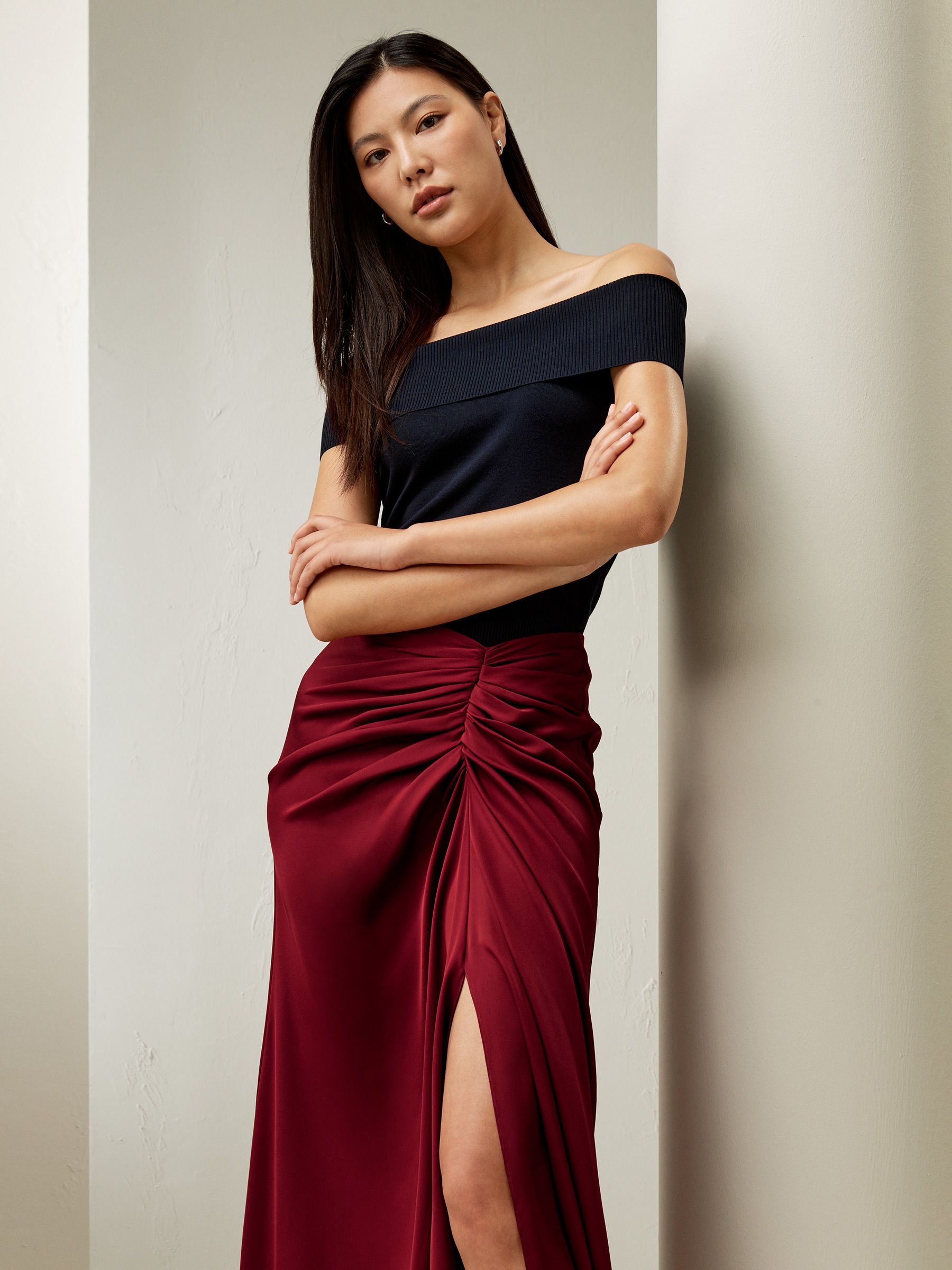 Coastline Silk Midi Skirt