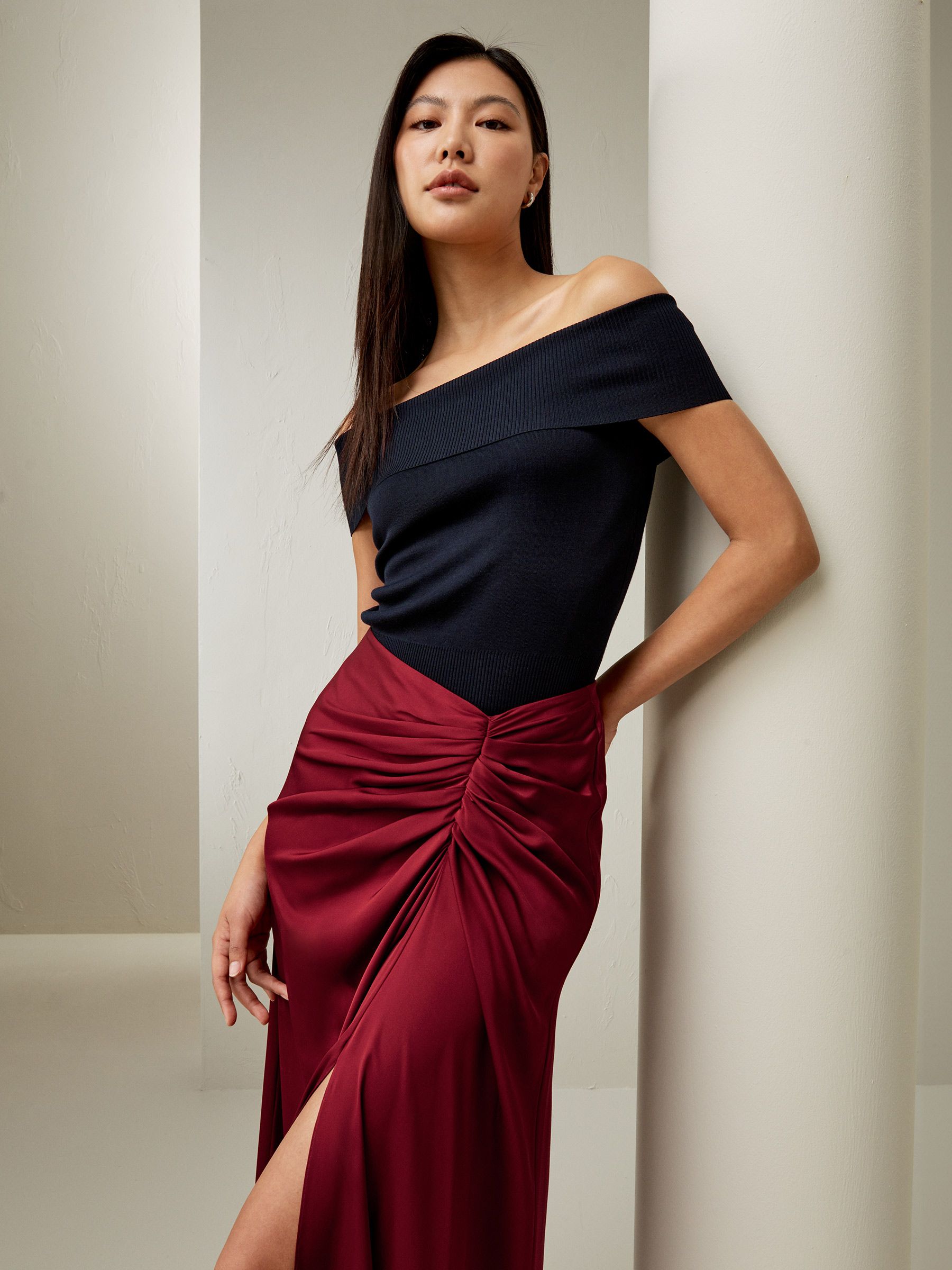 Coastline Silk Midi Skirt