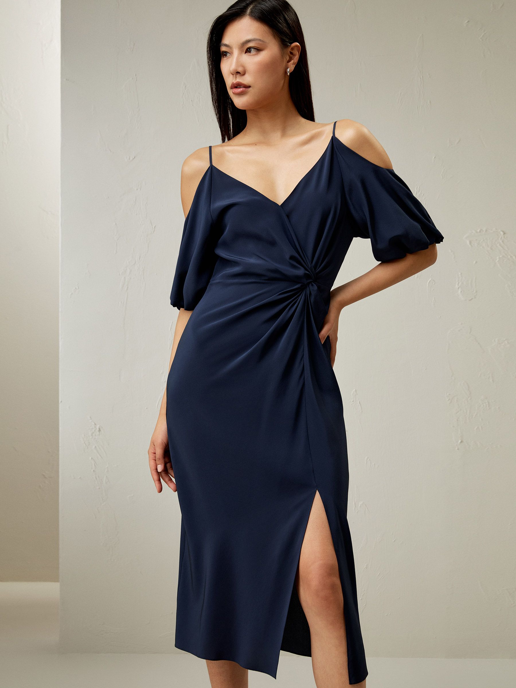 Cold Shoulder Silk Dress