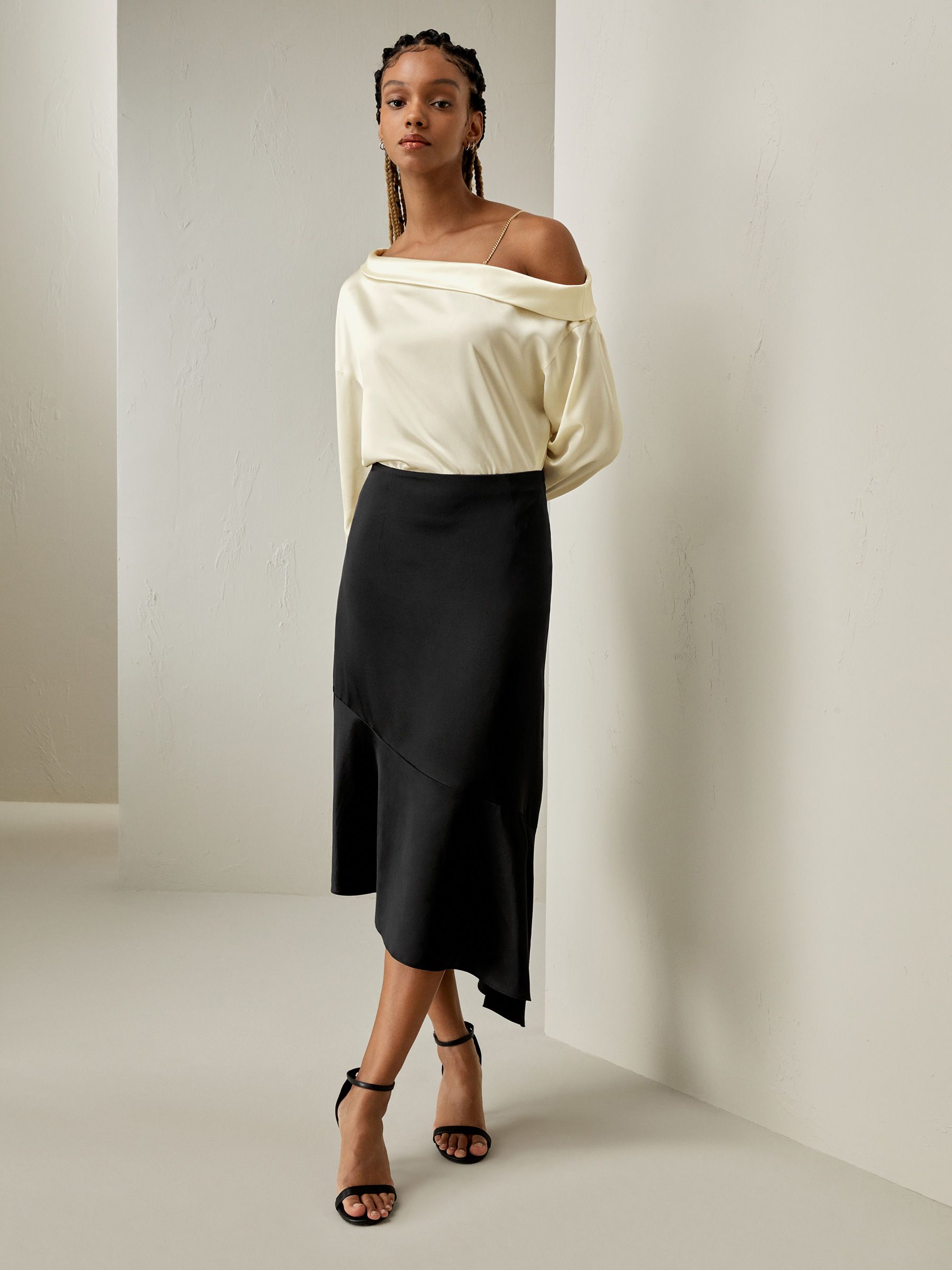 Silk Asymmetrical Fishtail Skirt