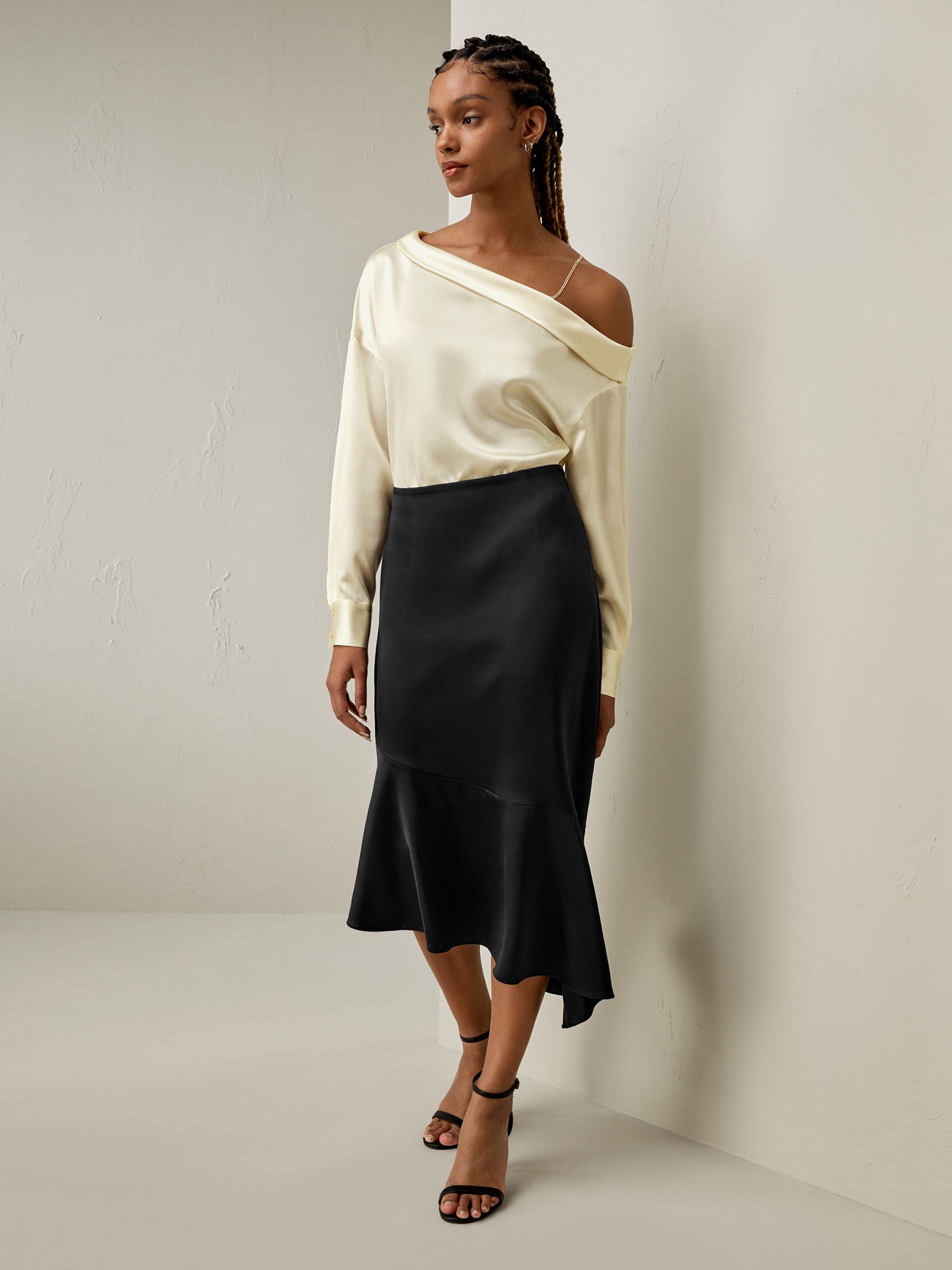 Silk Asymmetrical Fishtail Skirt