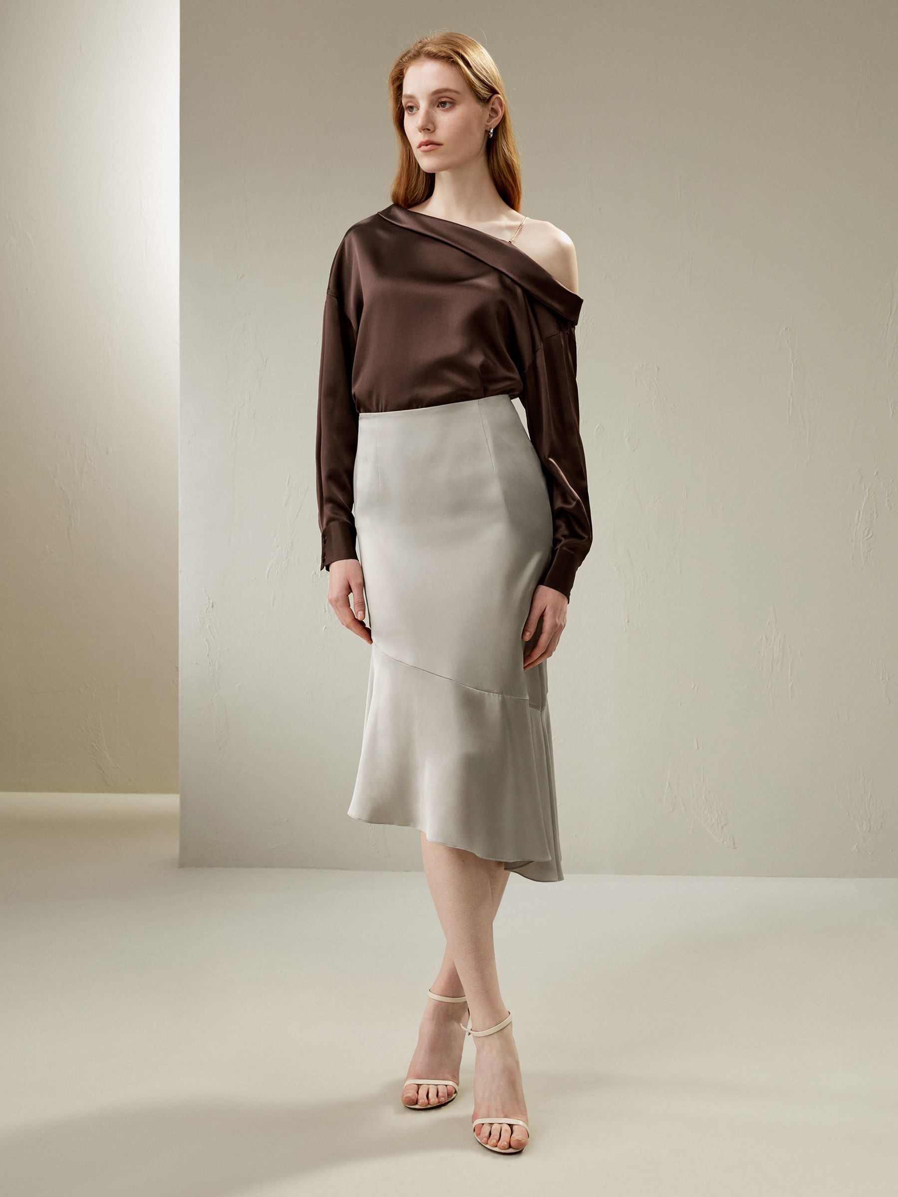 Silk Asymmetrical Fishtail Skirt