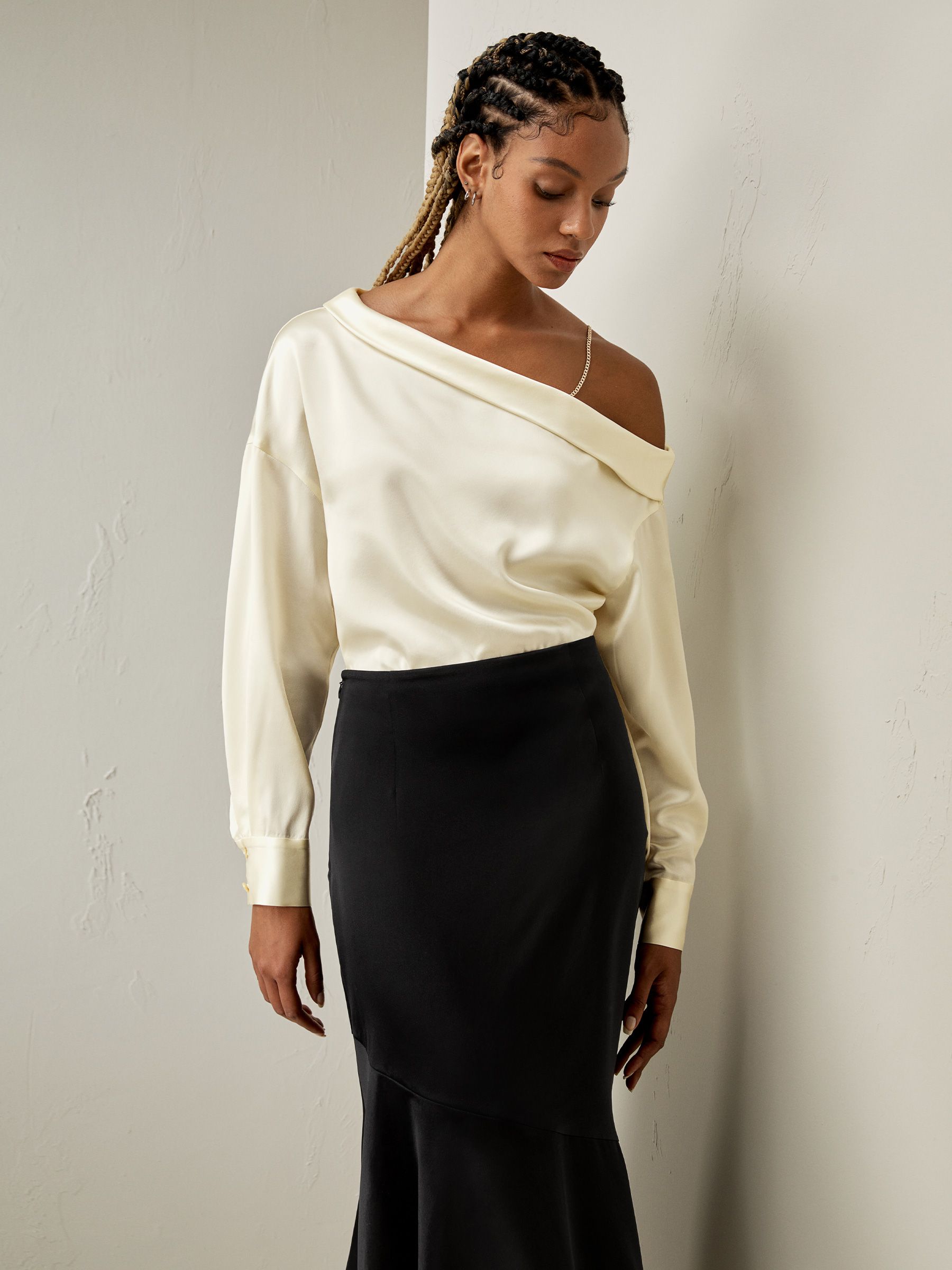 Silk Chic One-Shoulder Top