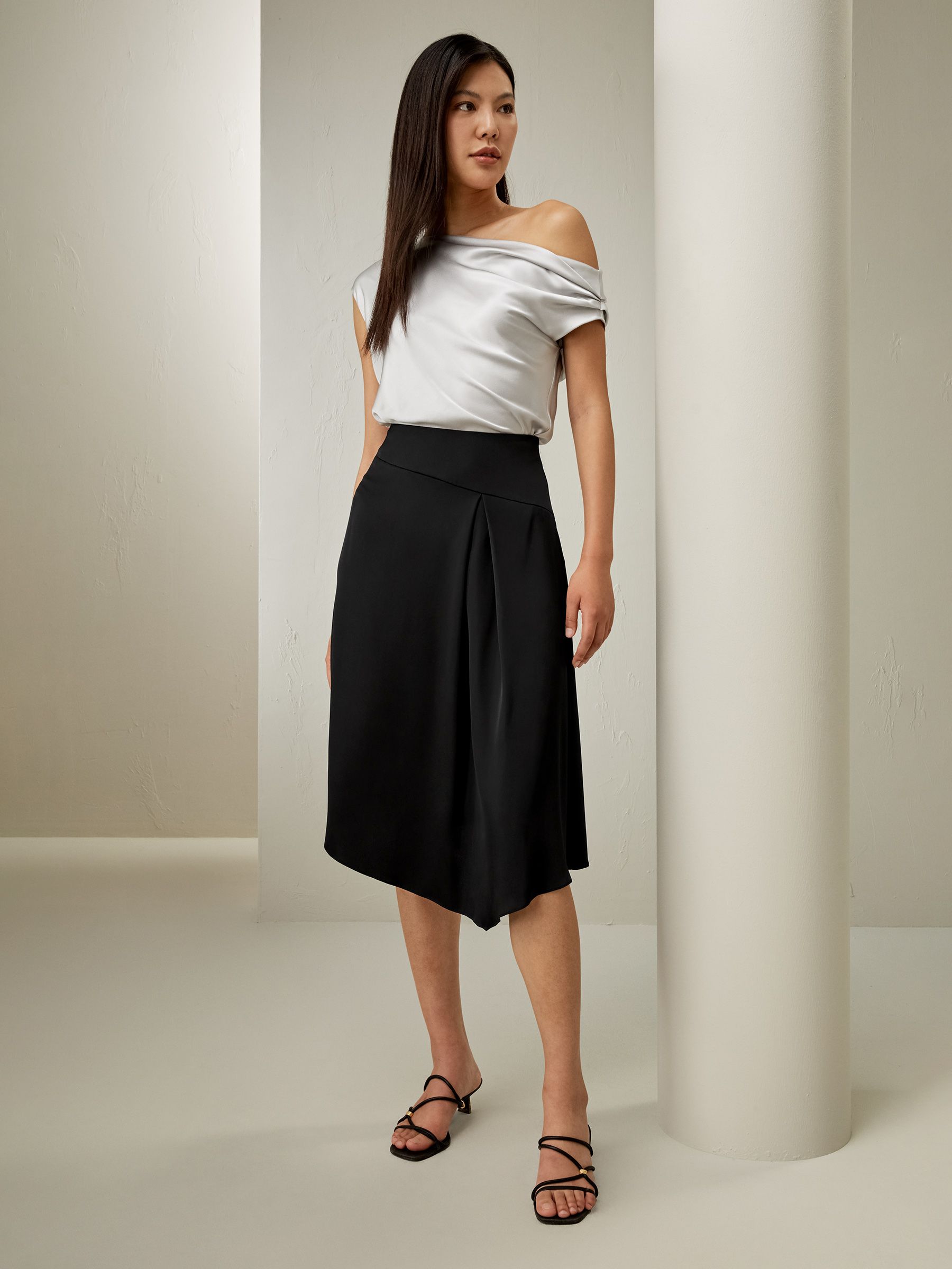 Versatile Asymmetrical Silk Skirt