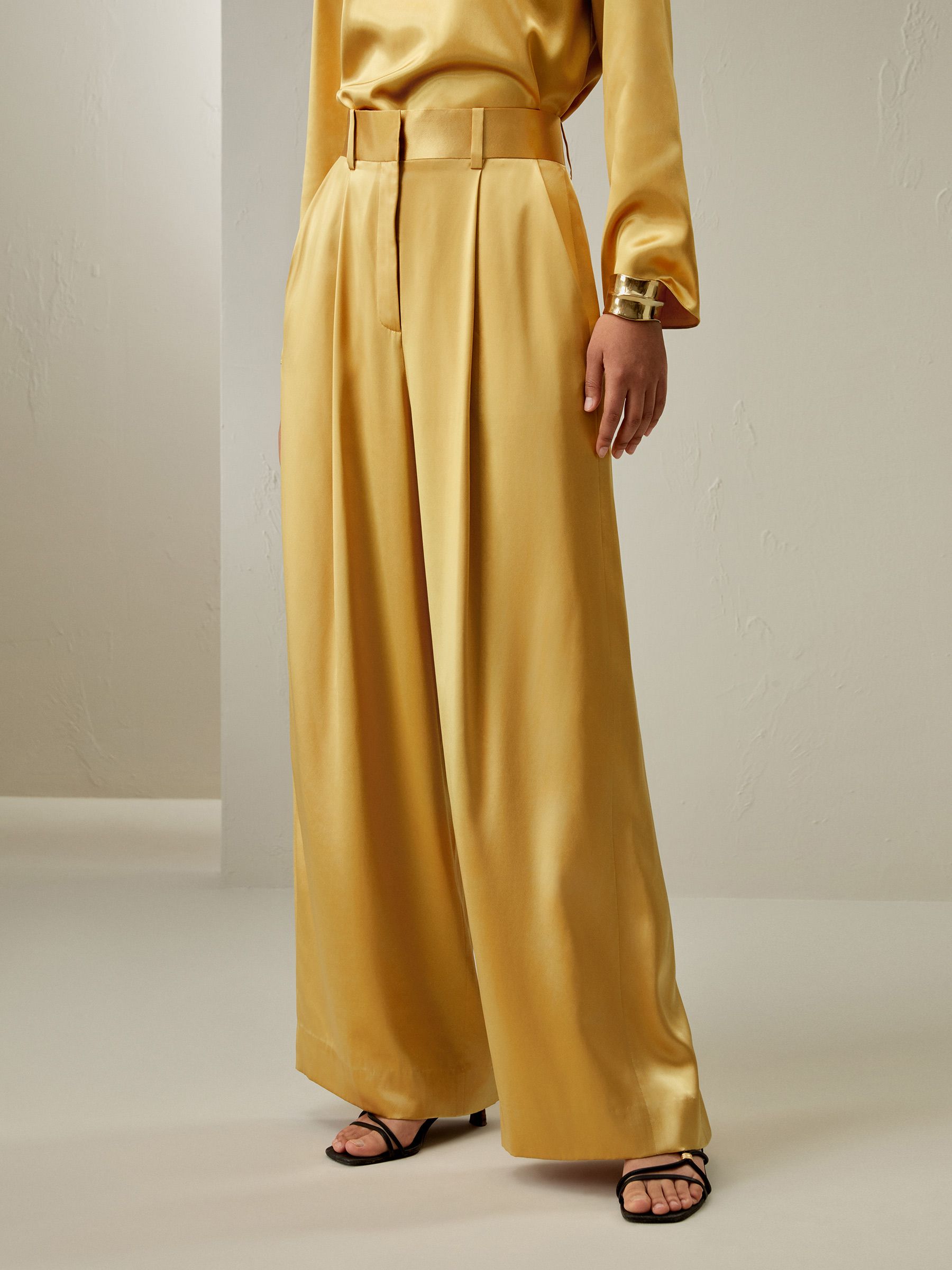 High-Waist Silk Palazzo Pants