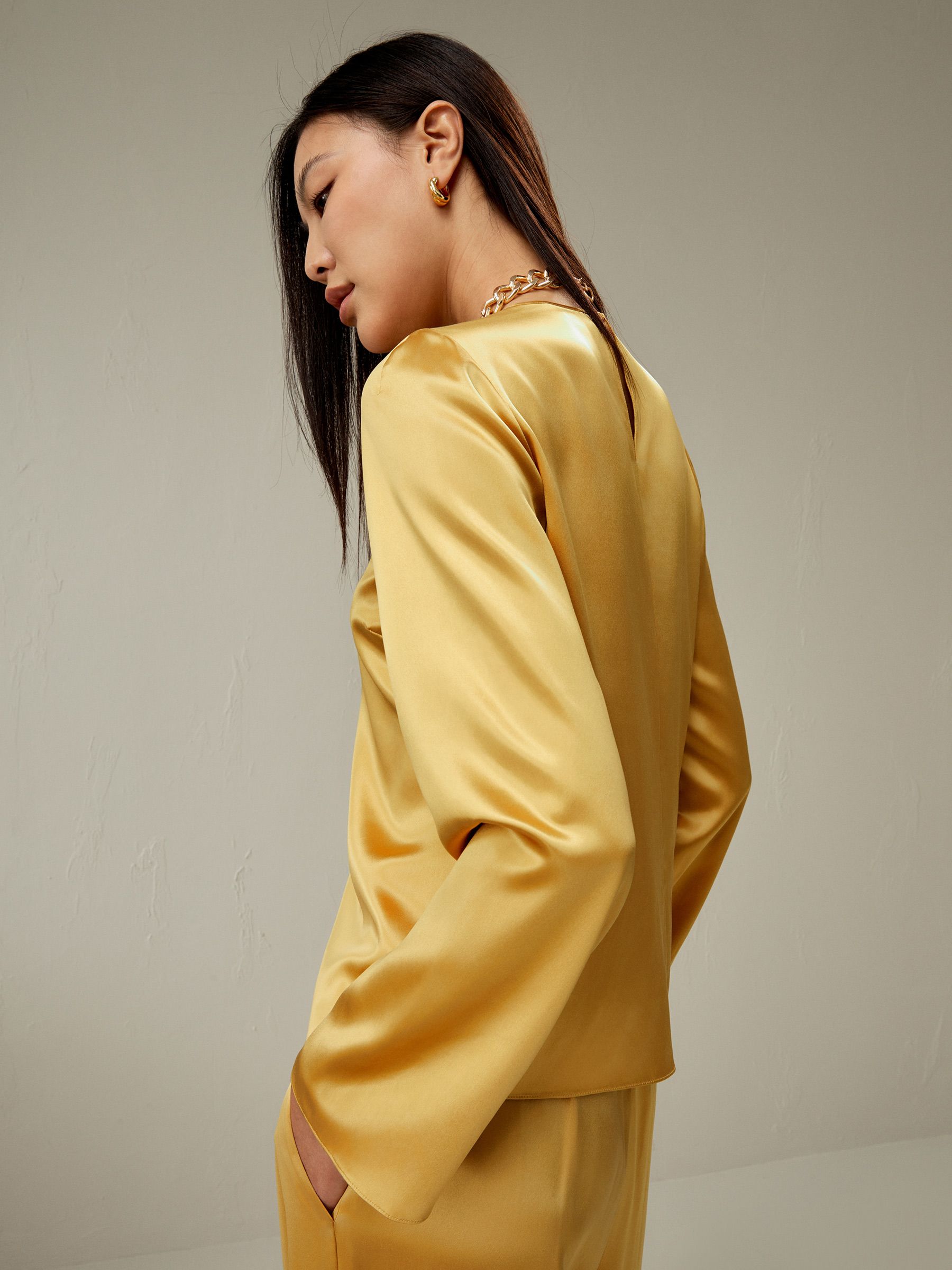 Minimalist Long Sleeve Silk Top