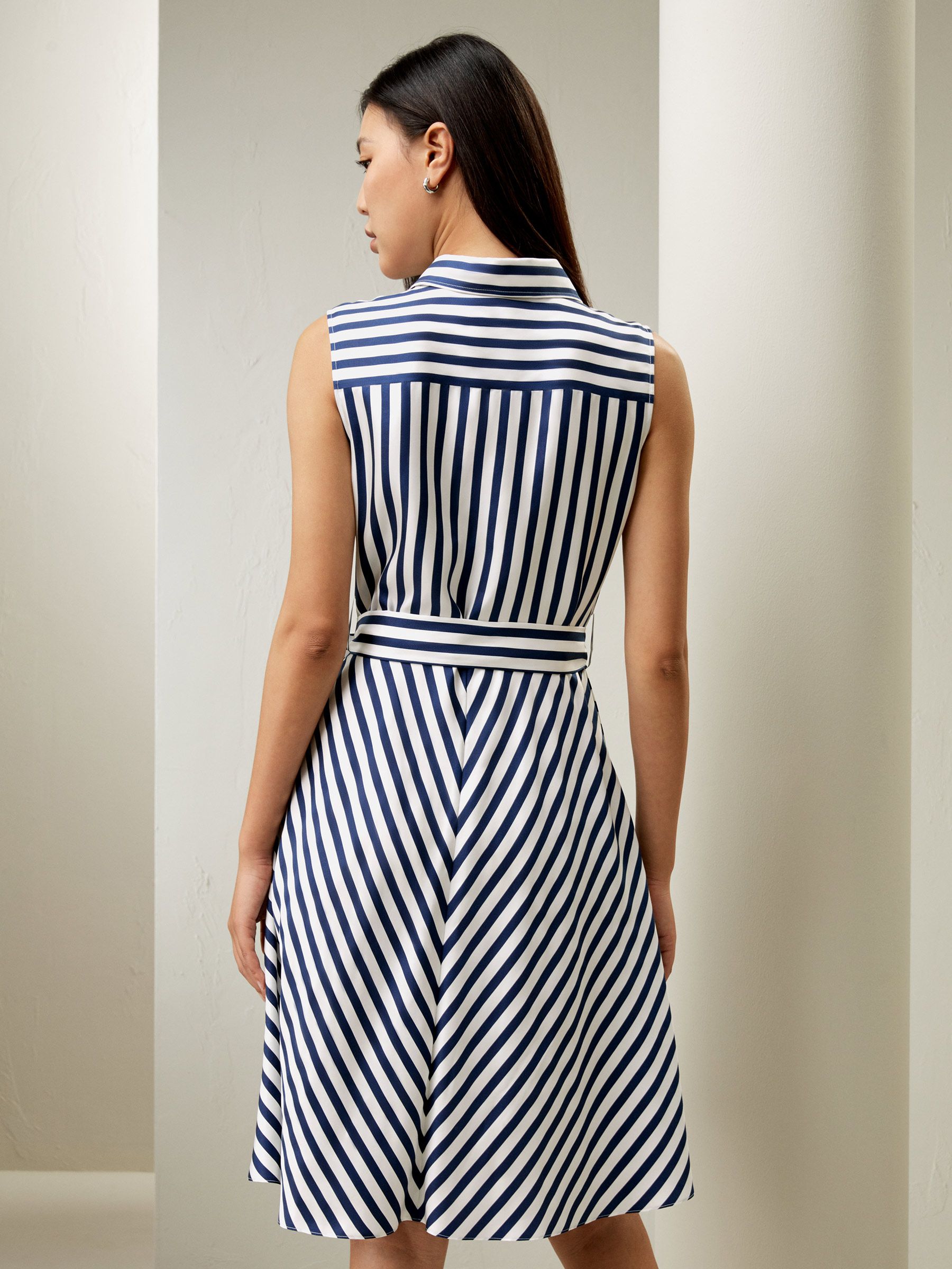 Silk Striped Sleeveless Dress