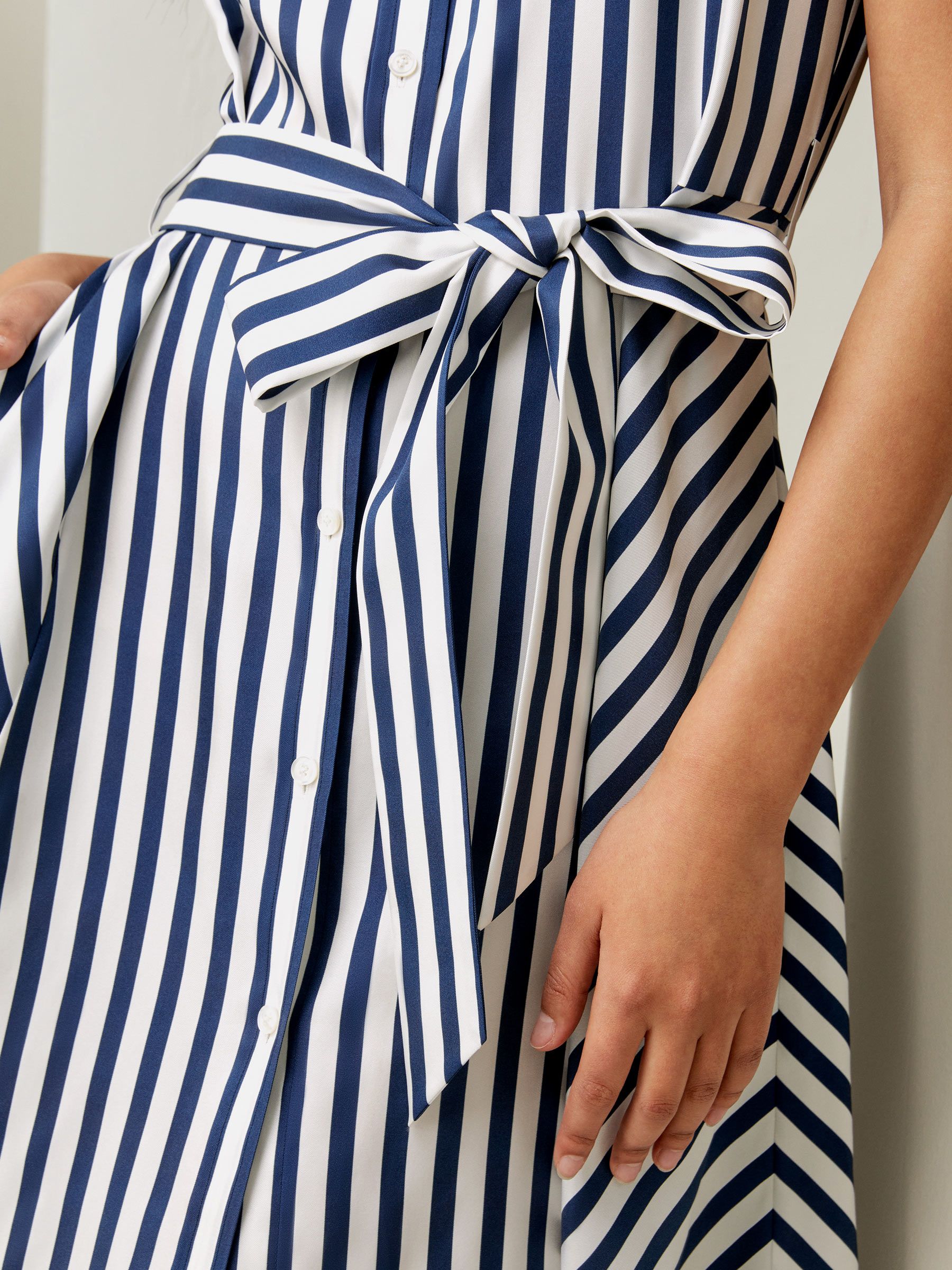 Silk Striped Sleeveless Dress