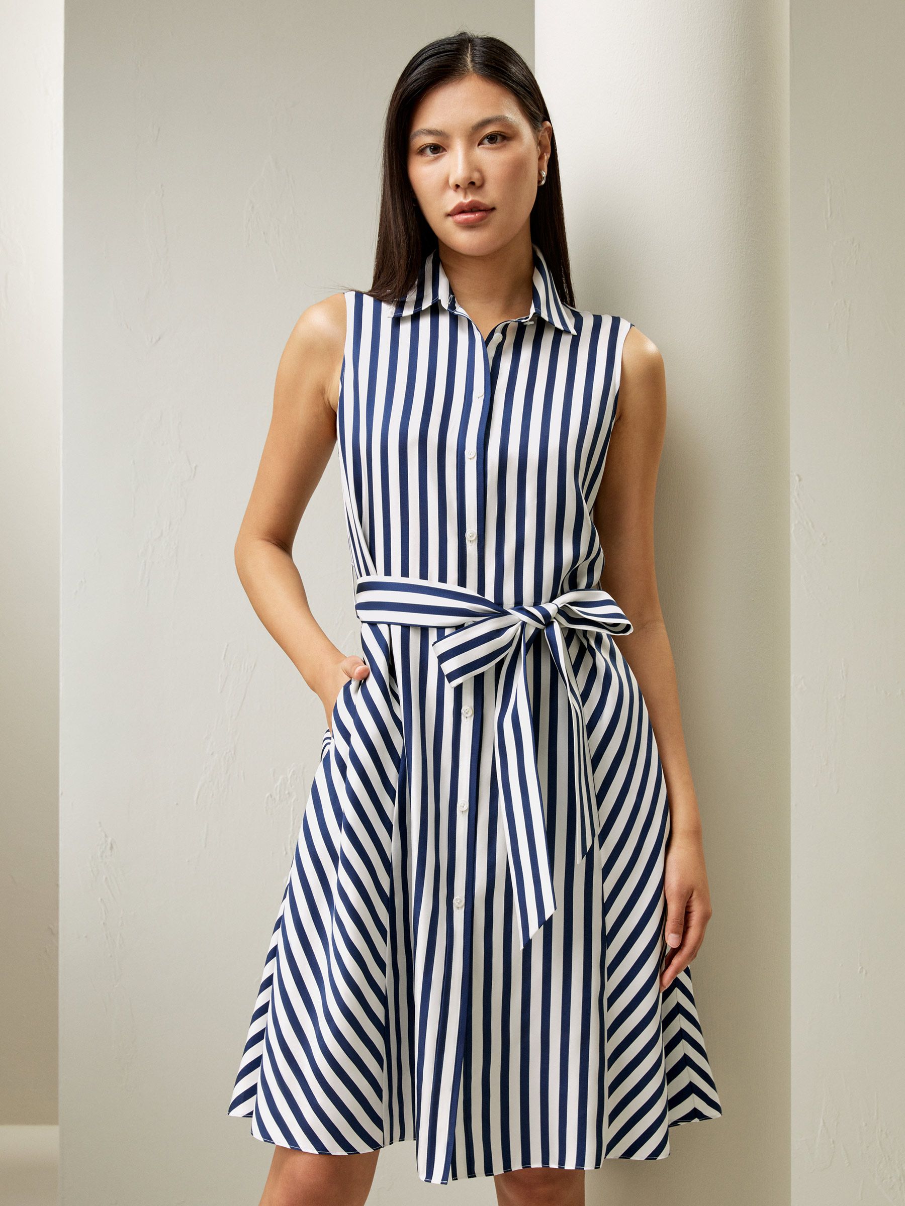 Silk Striped Sleeveless Dress