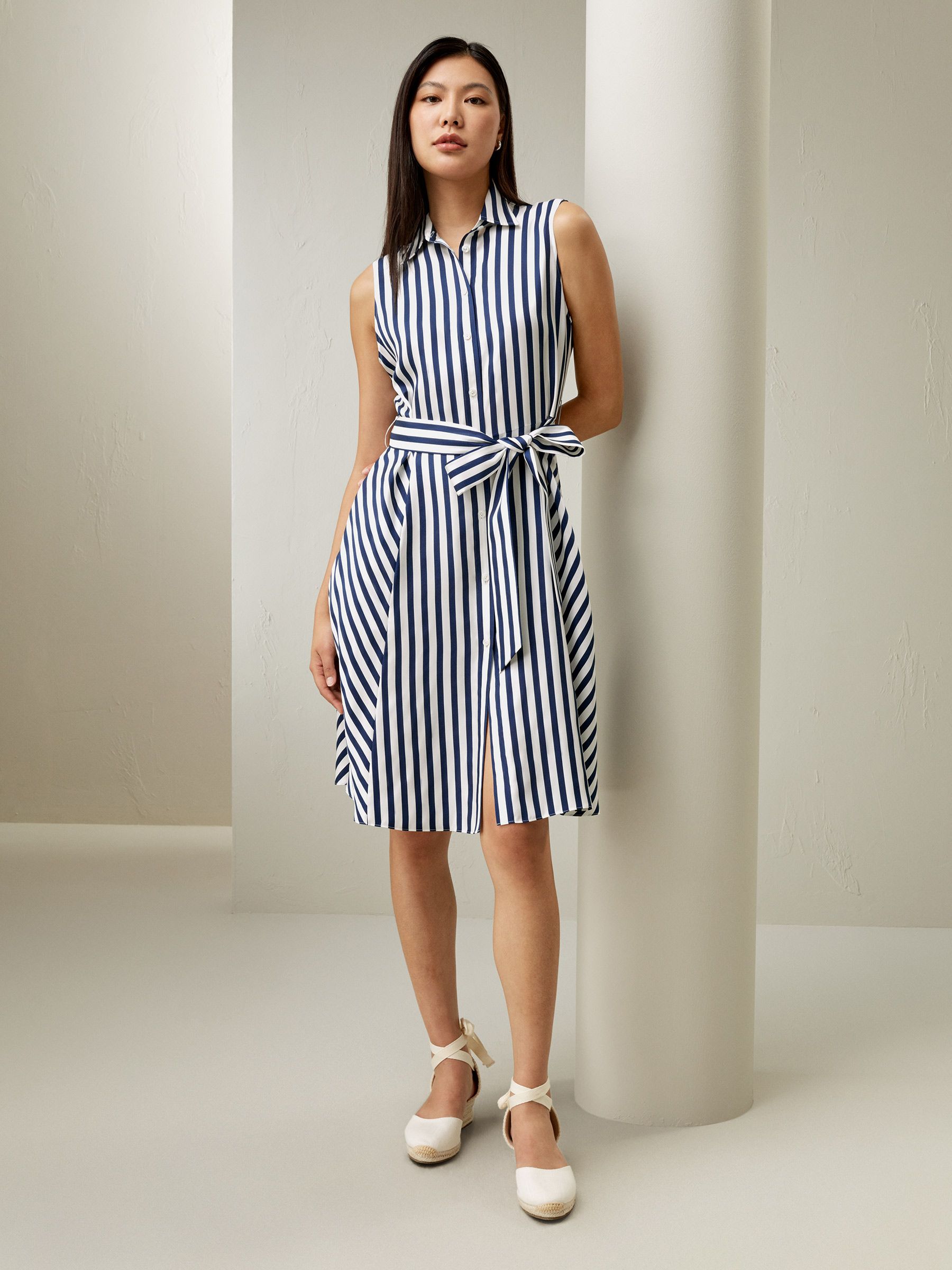 Silk Striped Sleeveless Dress