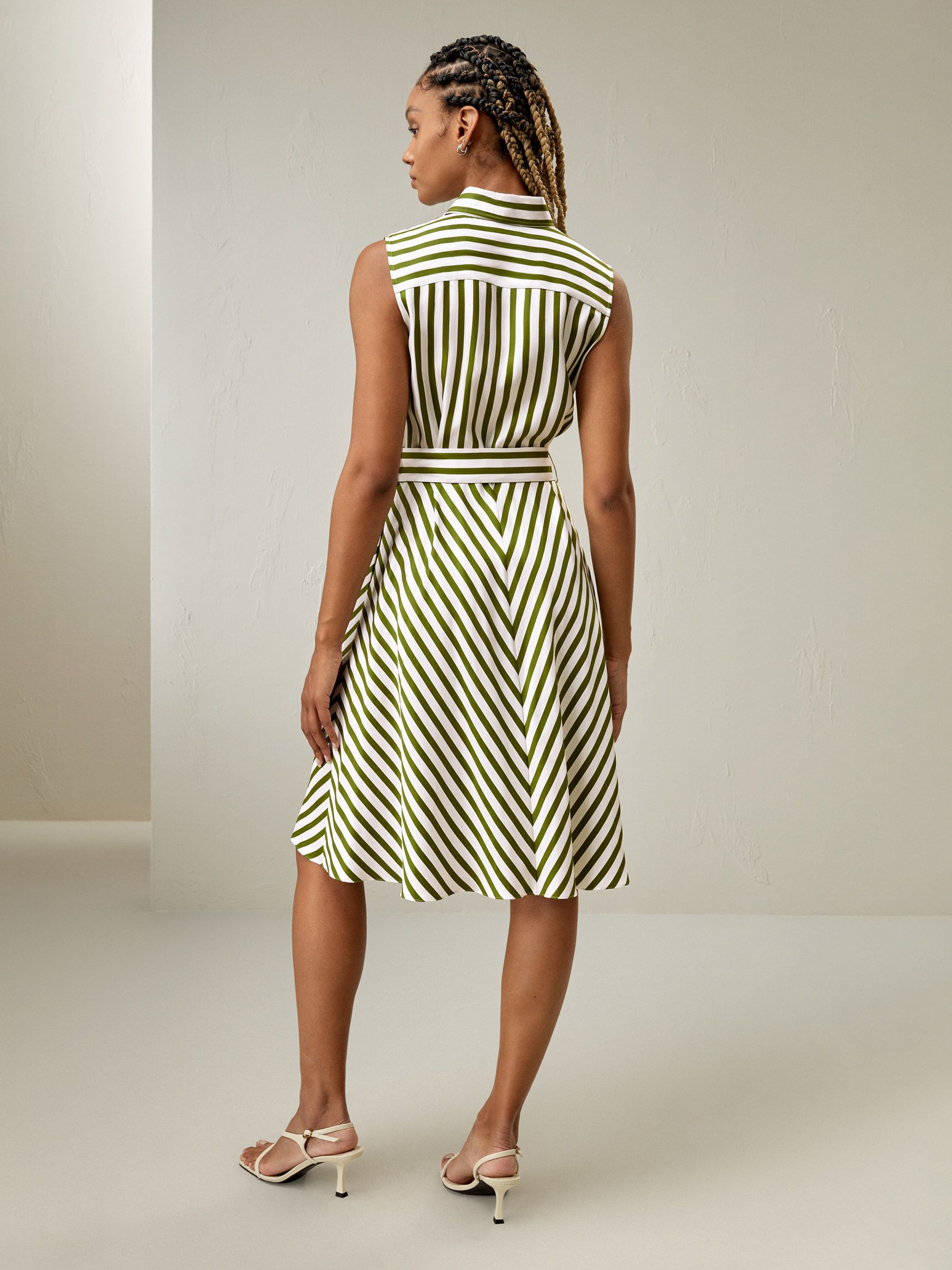 Silk Striped Sleeveless Dress