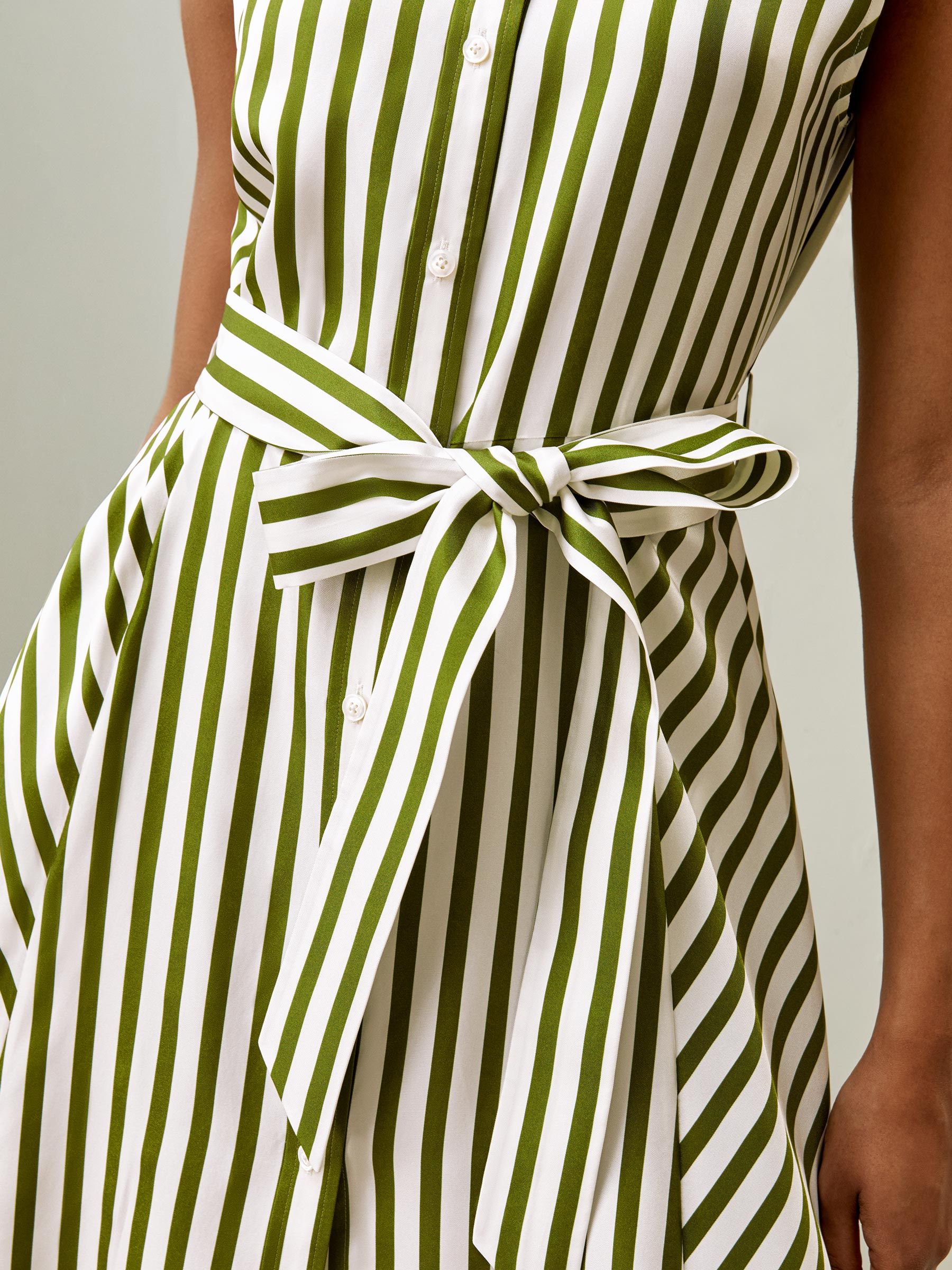 Silk Striped Sleeveless Dress