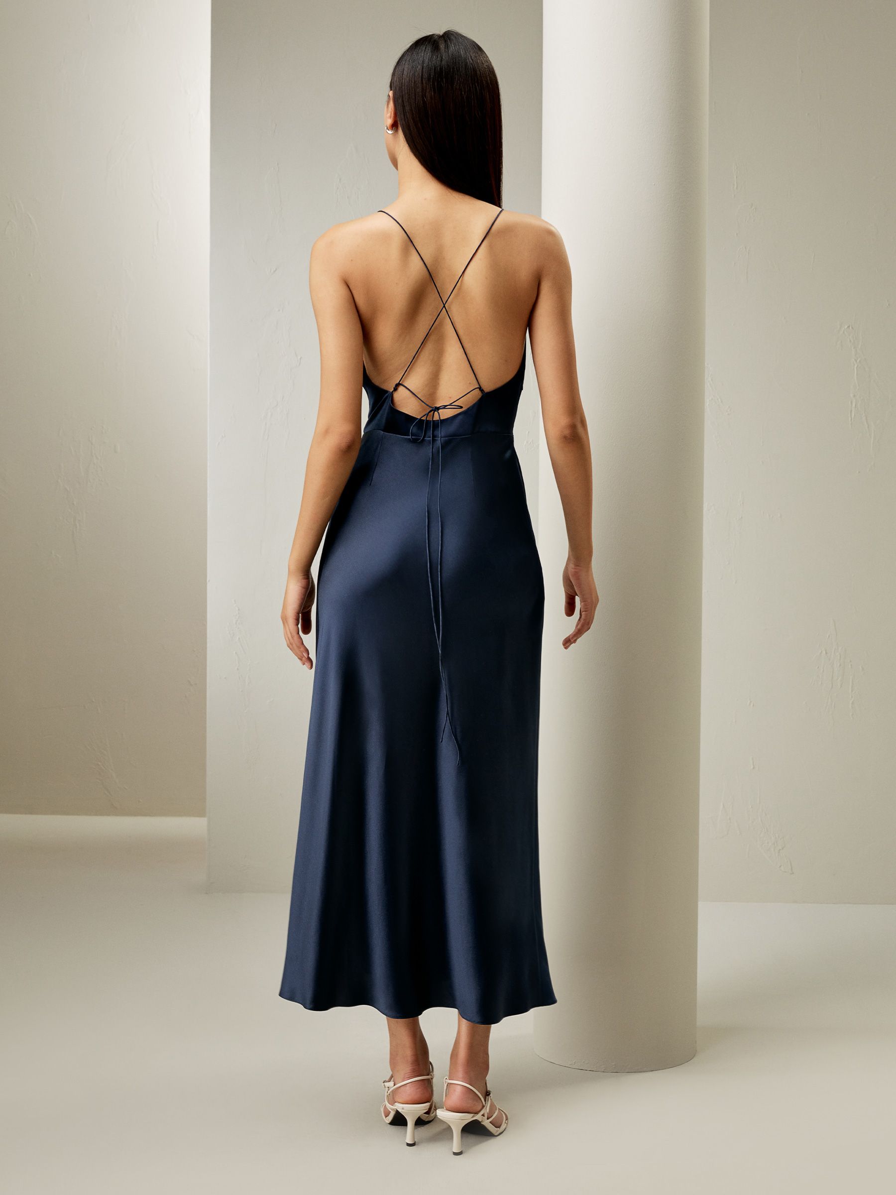 Back Tie Silk Maxi Dress