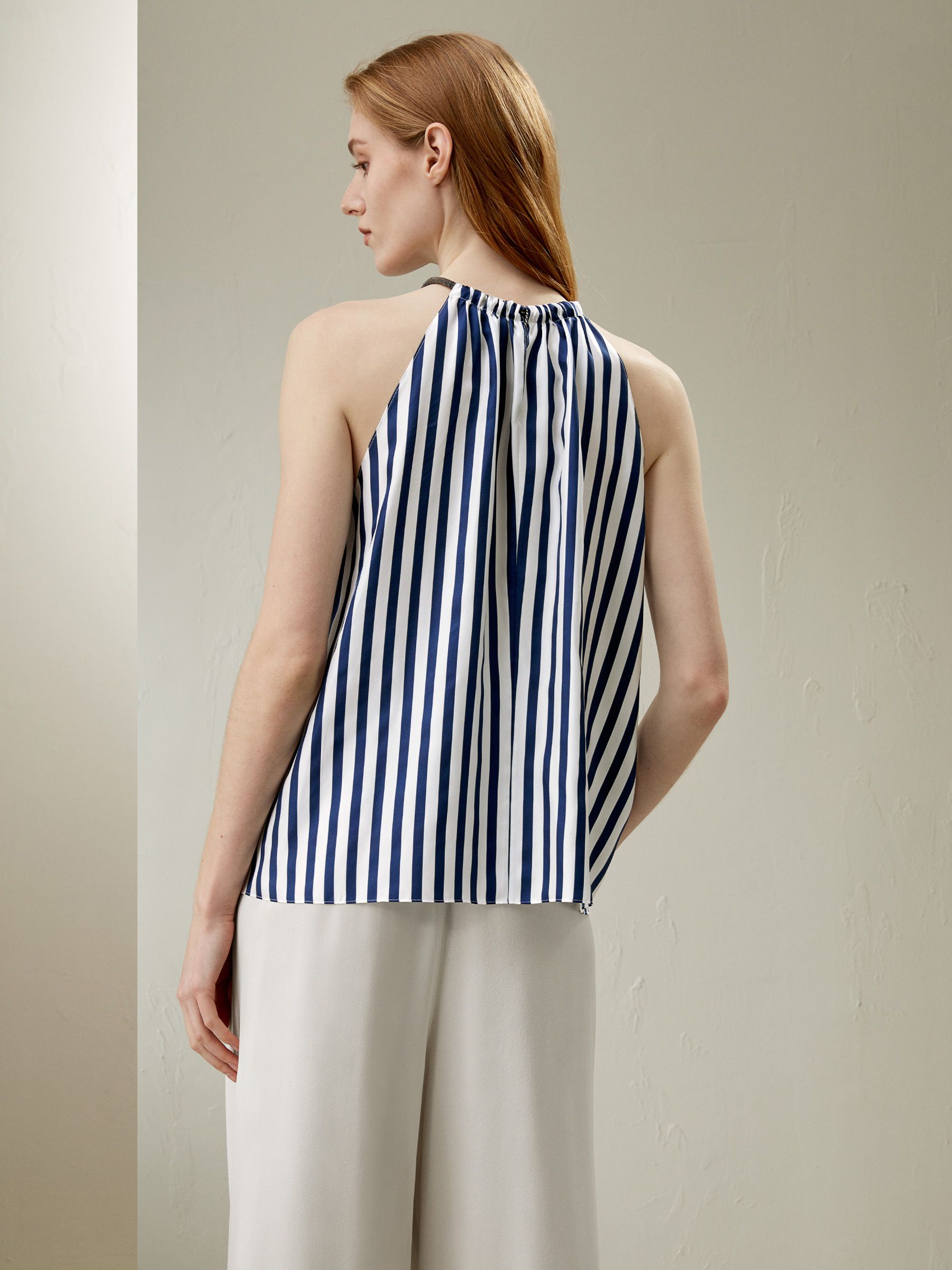 Silk Twill Halter Neck Top