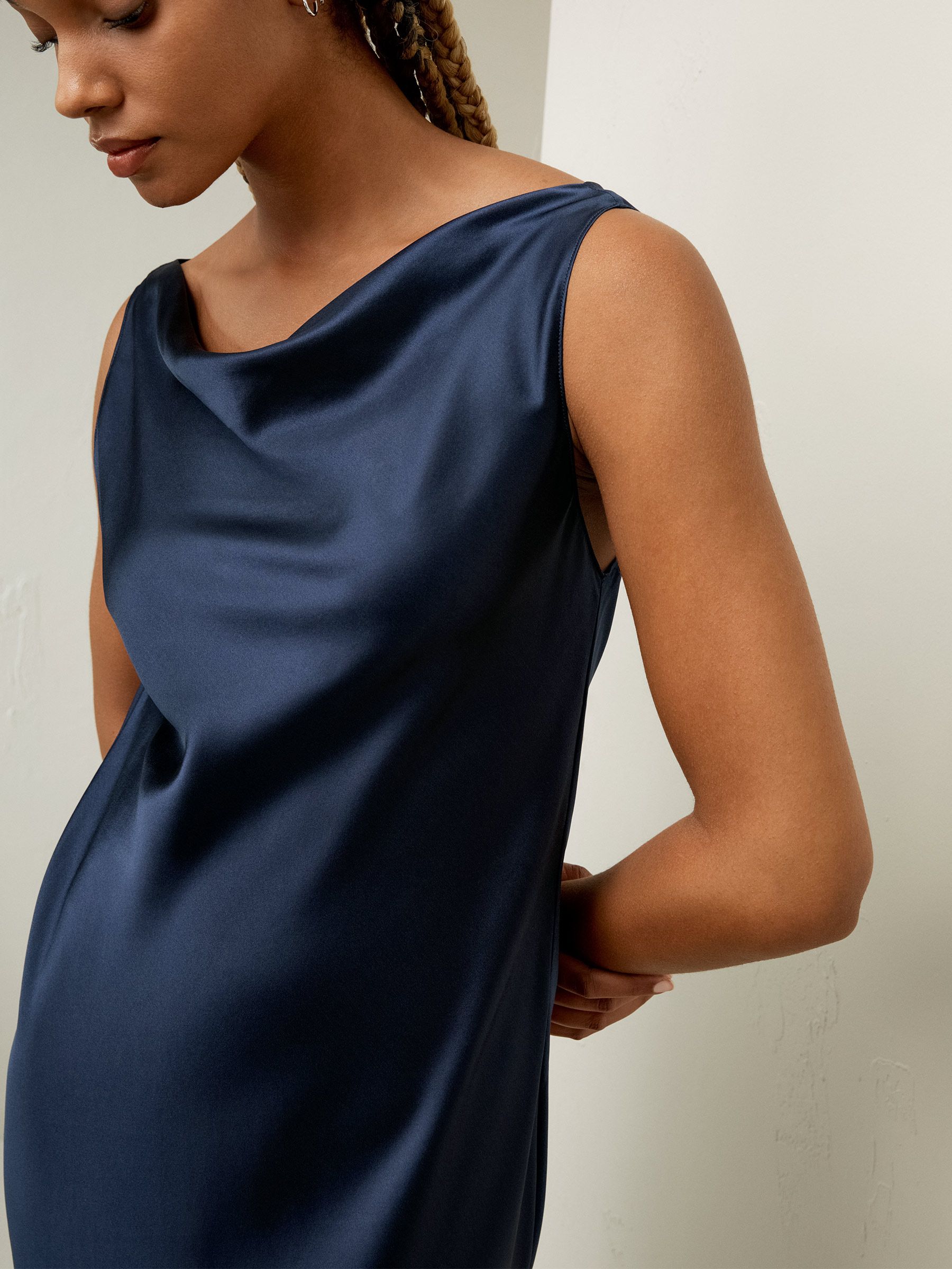 Cowl-Neck Silk Midi Dress