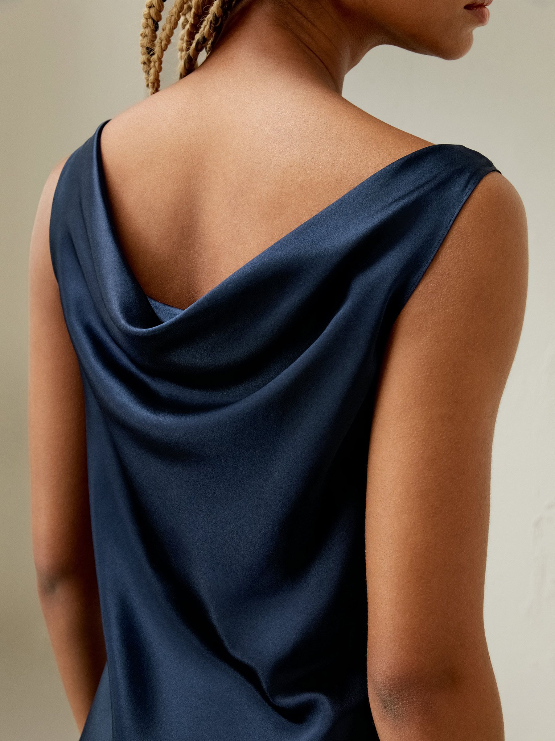 Cowl-Neck Silk Midi Dress