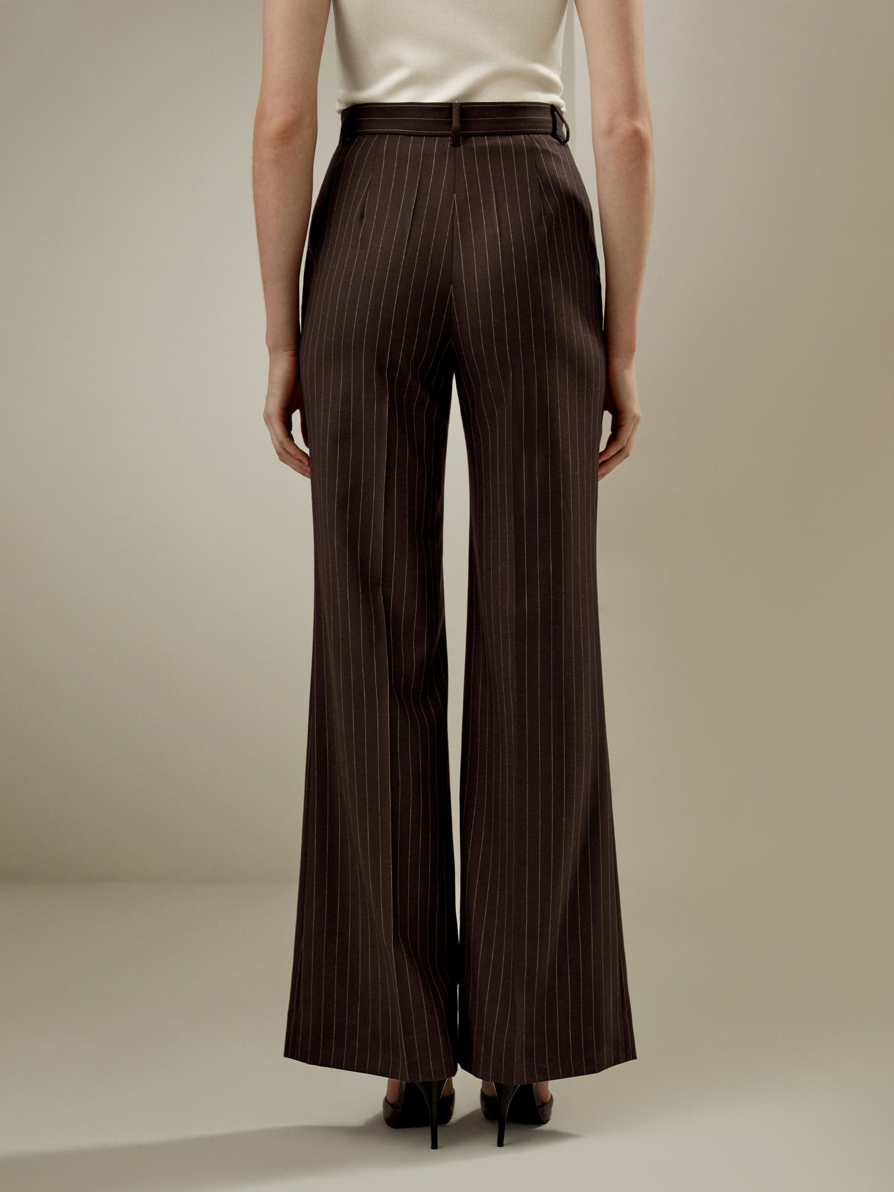 Pinstriped high-rise straight pants