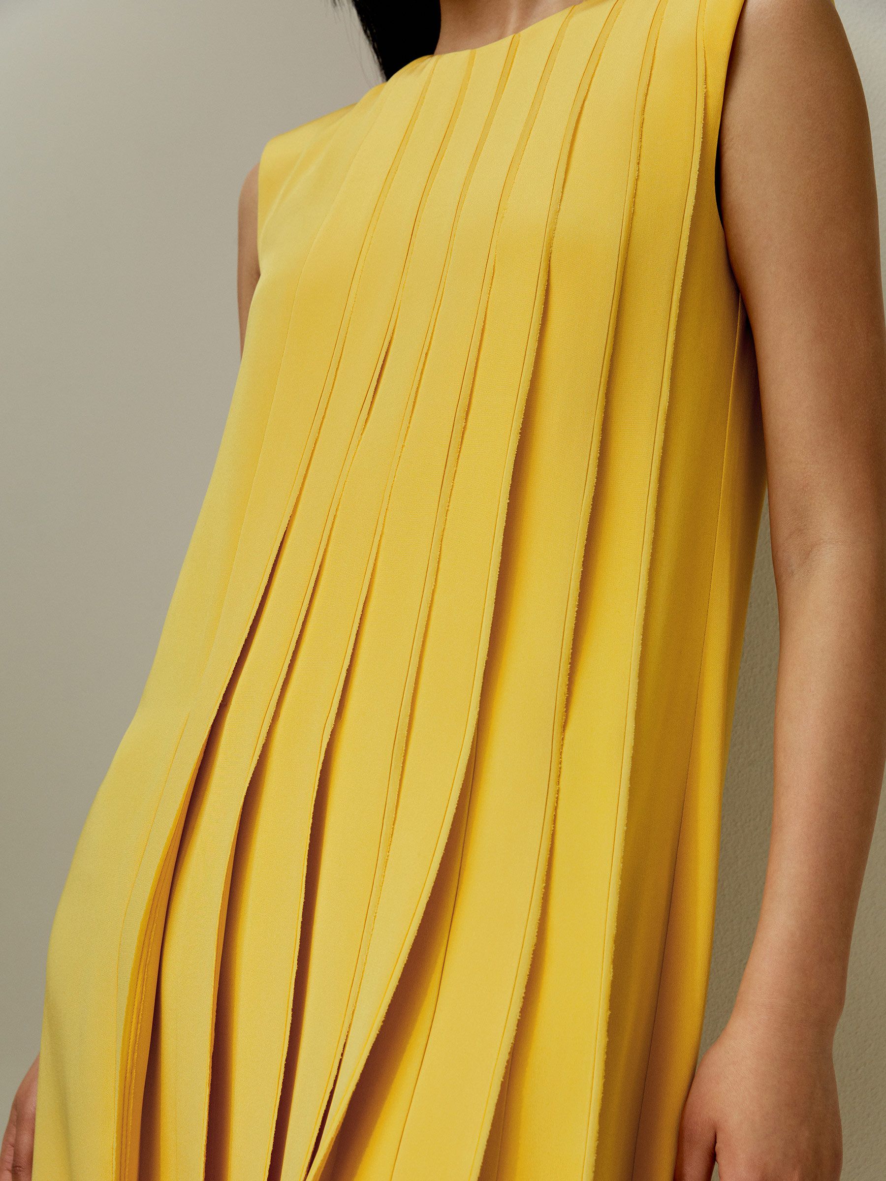 Sleeveless accordion pleated silk dress