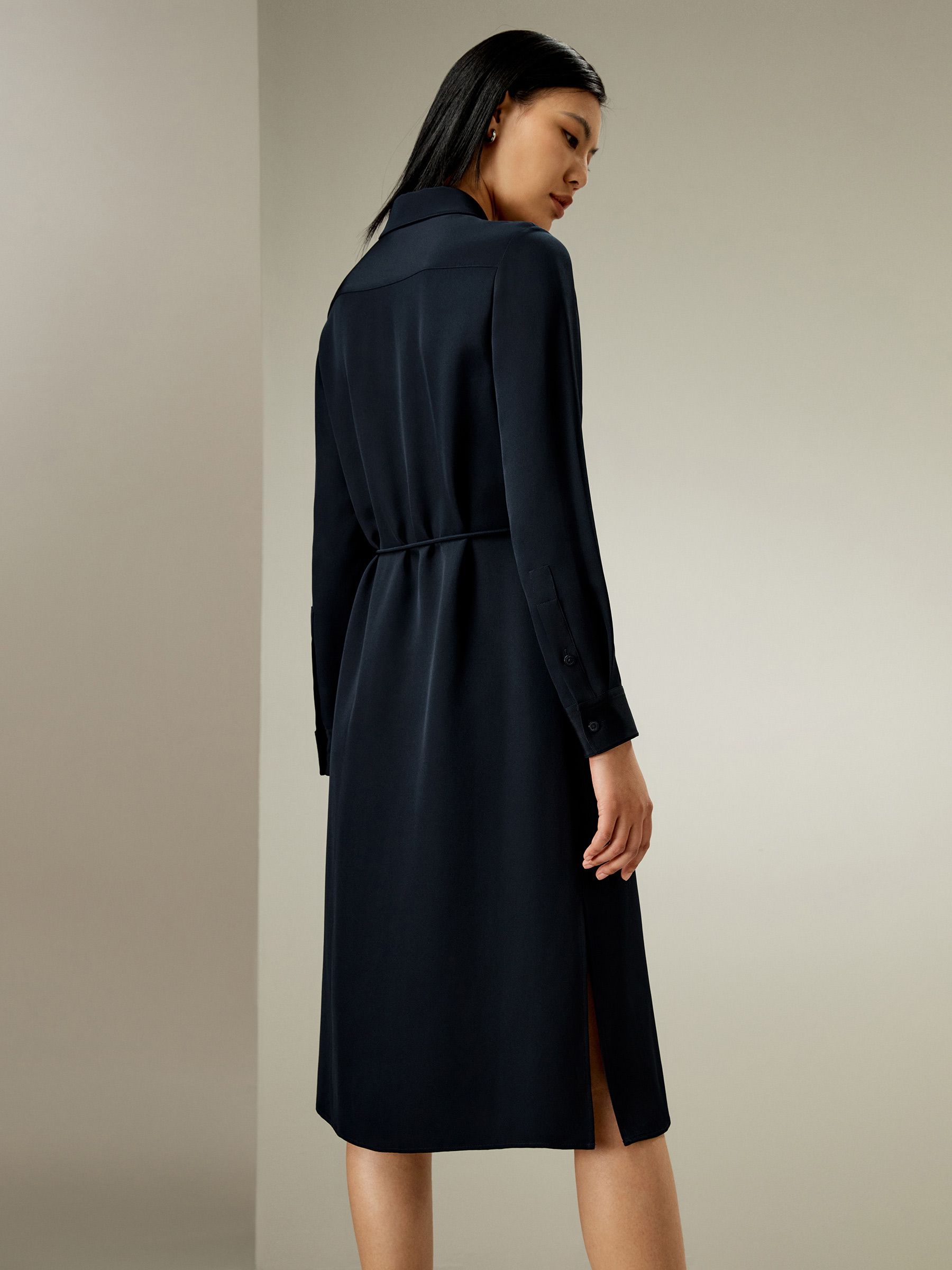 Rope Tie Plain Drape Dress