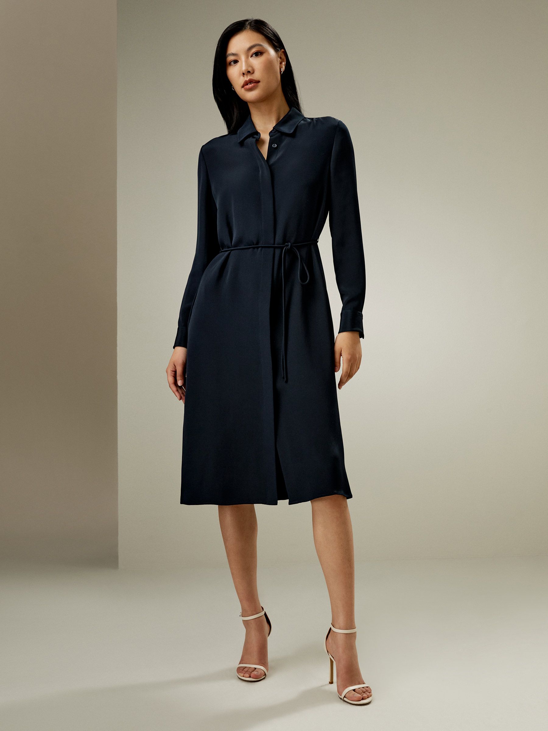 Rope Tie Plain Drape Dress