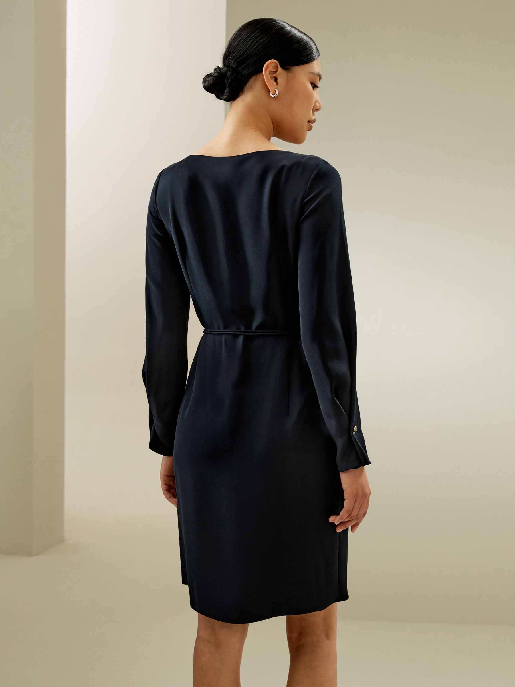 Boatneck Midi Dress with Belt