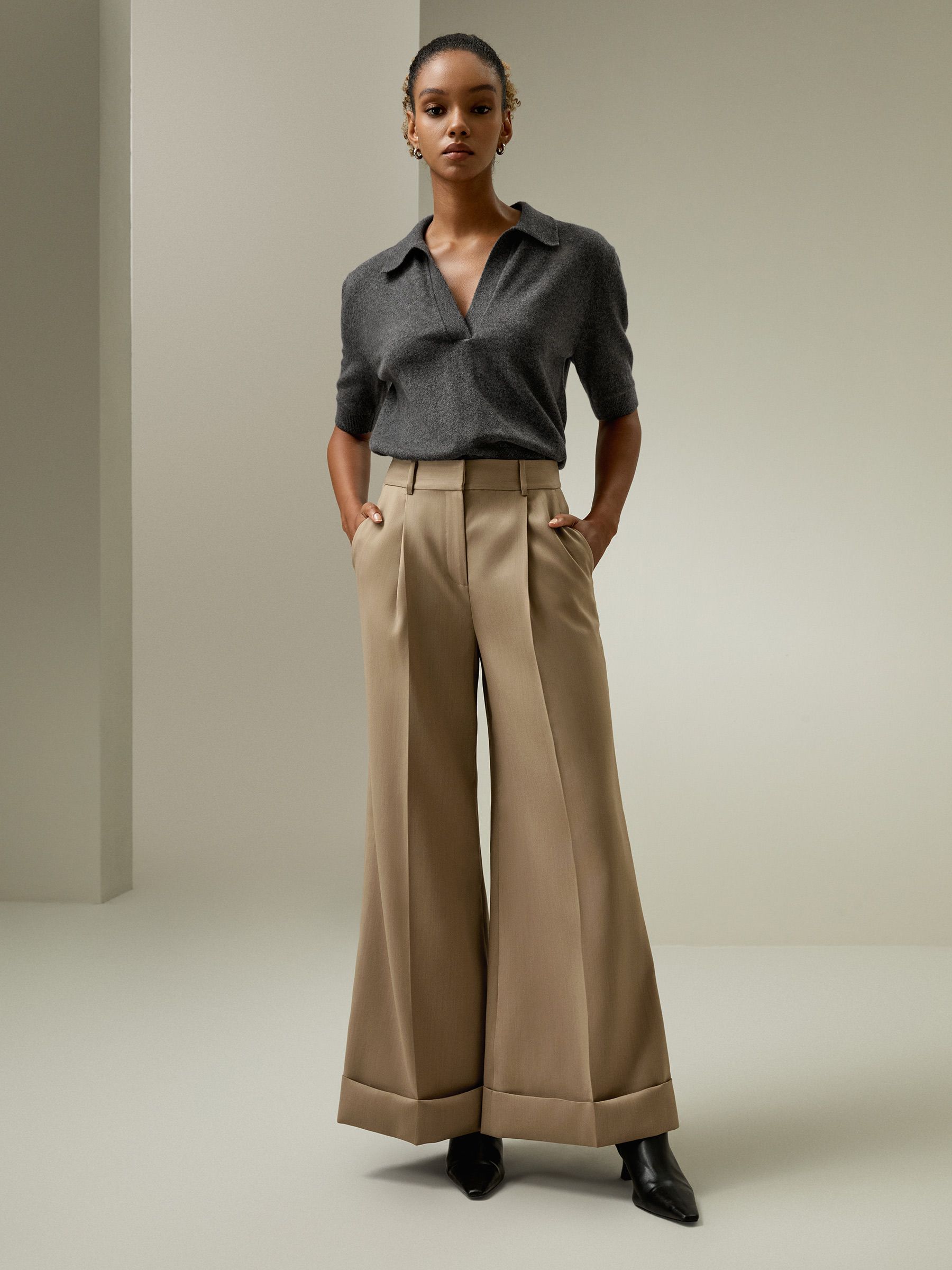 Retro Cropped Flare Trousers